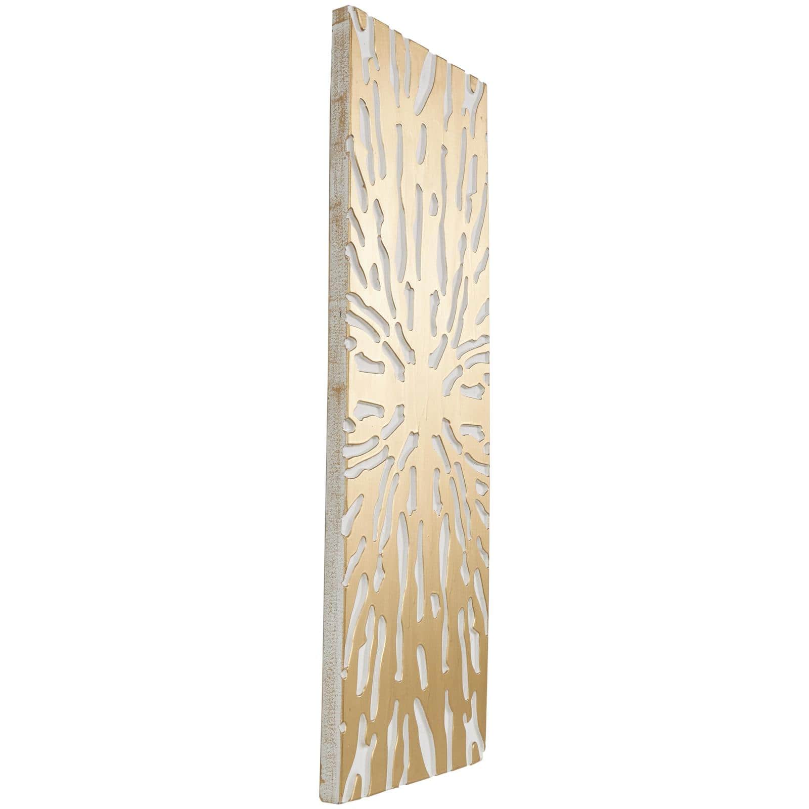 Gold & White Abstract Starburst Carved MDF Wall Décor