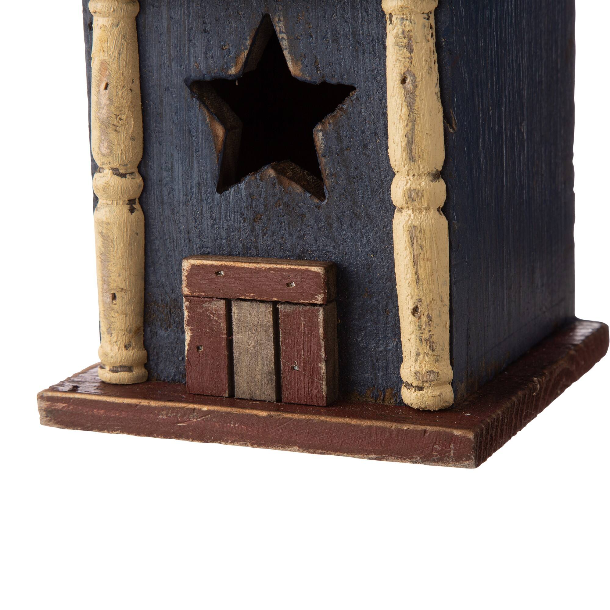 Glitzhome® 13" Solid Wood and Metal Rustic Style Birdhouse