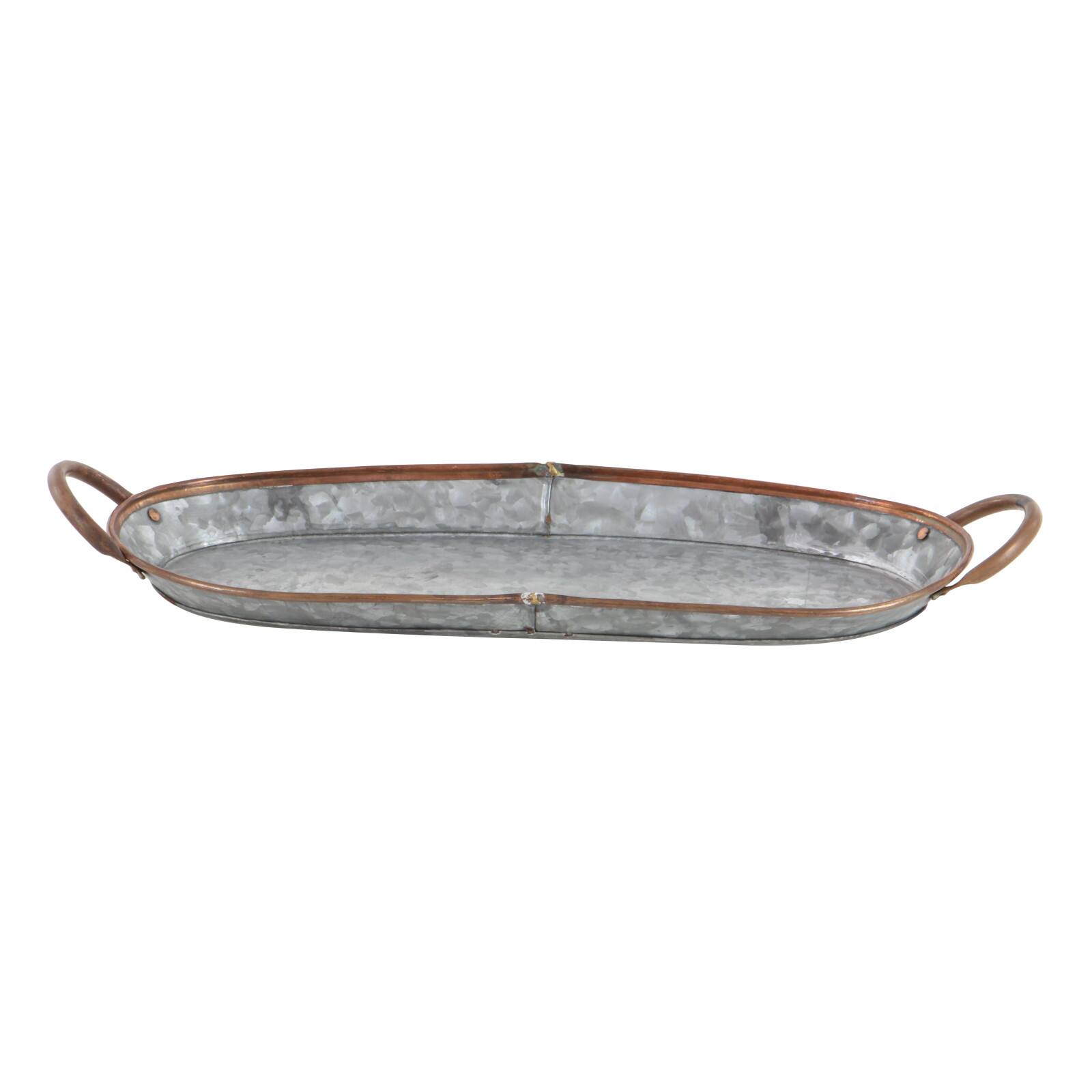 Set of 3" Grey Metal Farmhouse Tray, 14", 22", 28"