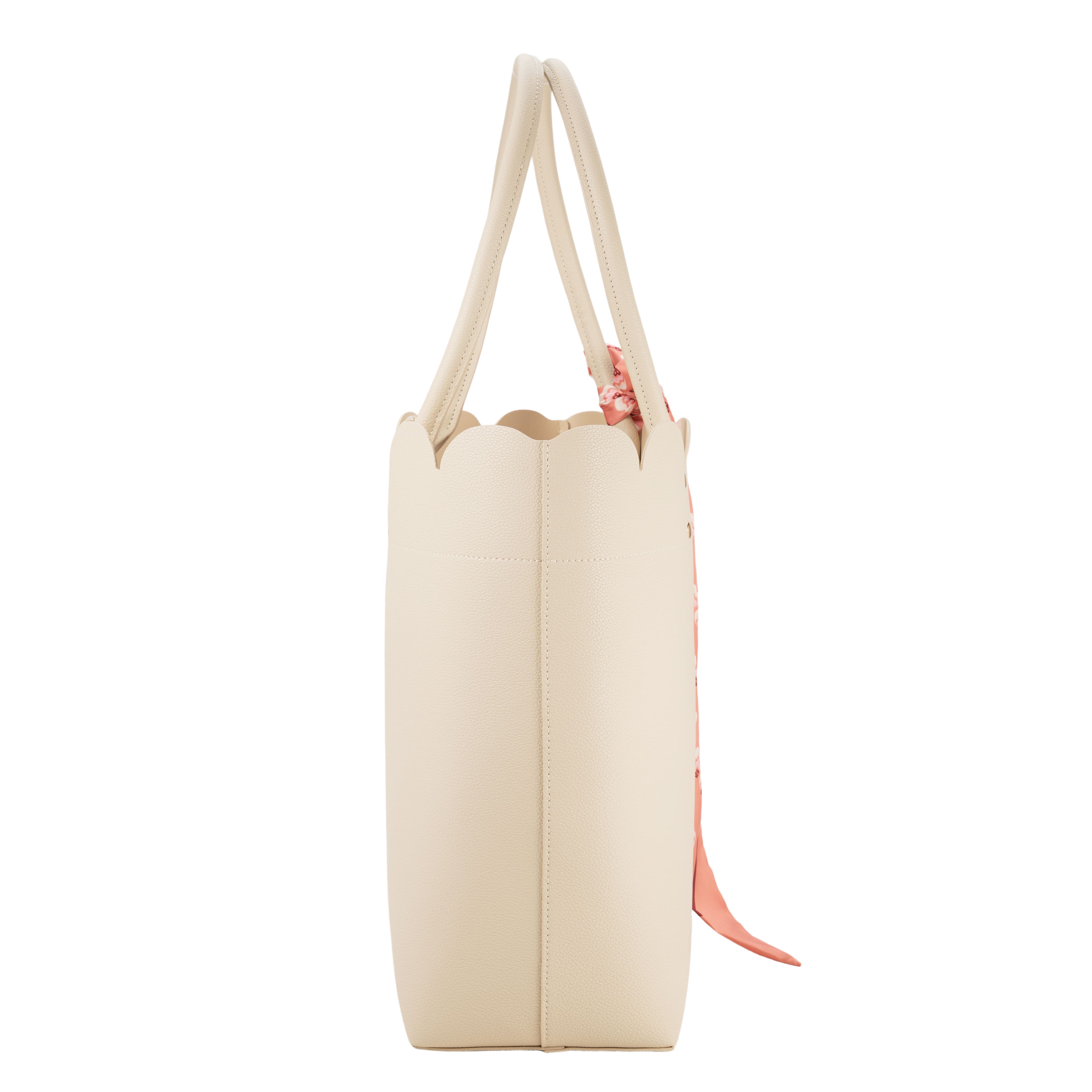 Summer Fashion Faux Leather Scalloped Tote with Scarf by Make Market