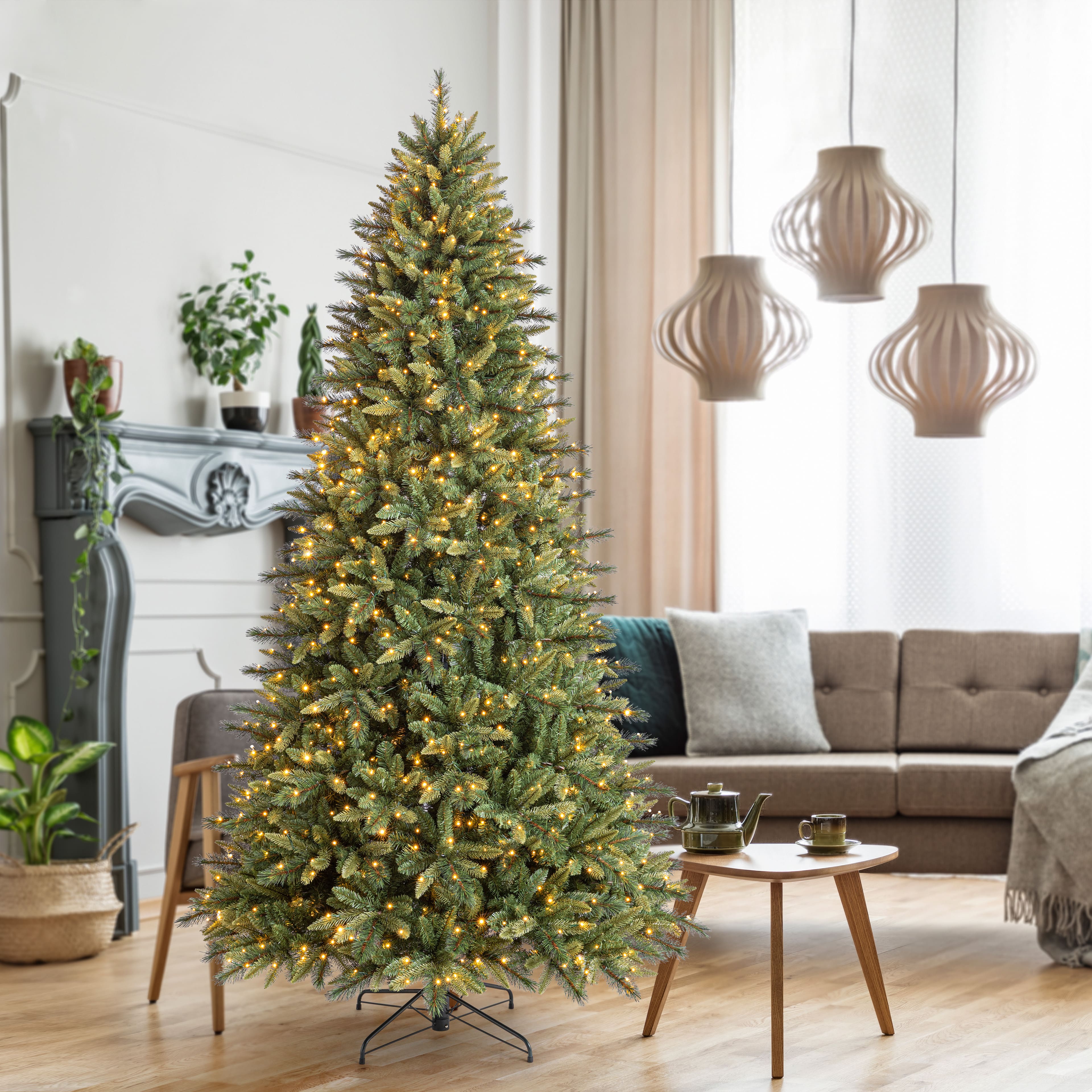9ft. Pre-Lit Glendale Spruce Artificial Christmas Tree, Quick Set® LumaDazzle® Colour Changing Twinkle LED Lights by Ashland®