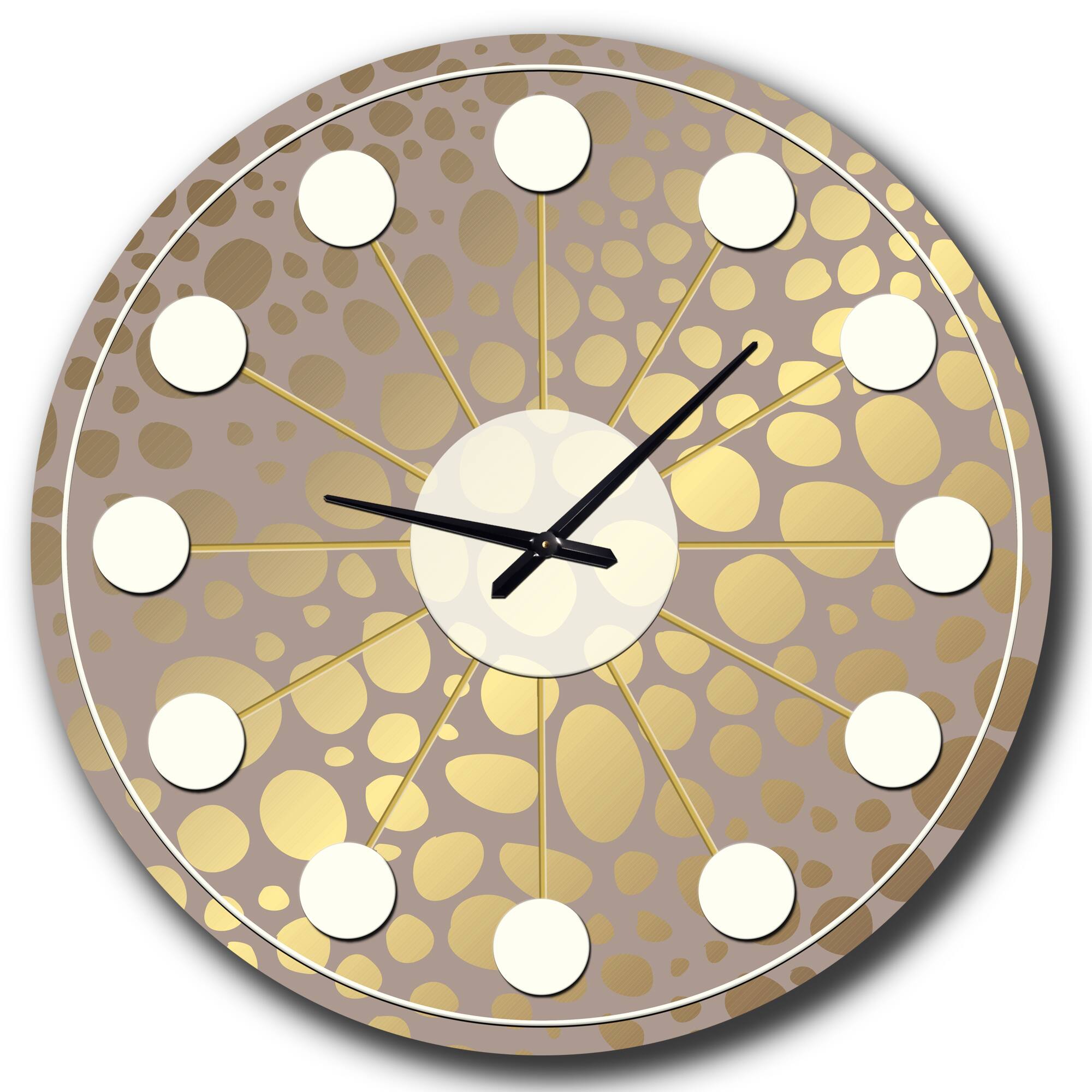 Designart 'Golden Marble Design Iii Mid-Century Modern Wall Clock