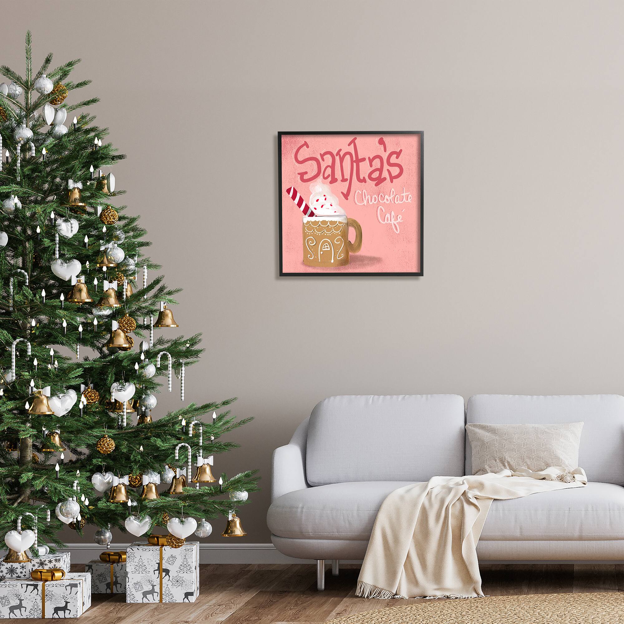 Stupell Industries Santa's Chocolate Cafe Sign Framed Giclee Art