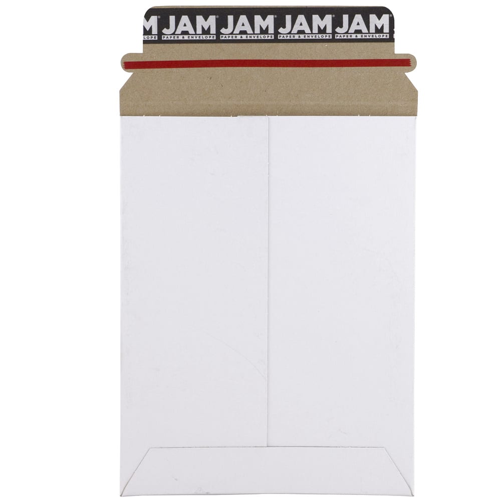 JAM Paper 6" x 8" White Flat Photo Mailer Peel & Seal Closure Envelopes, 6ct.