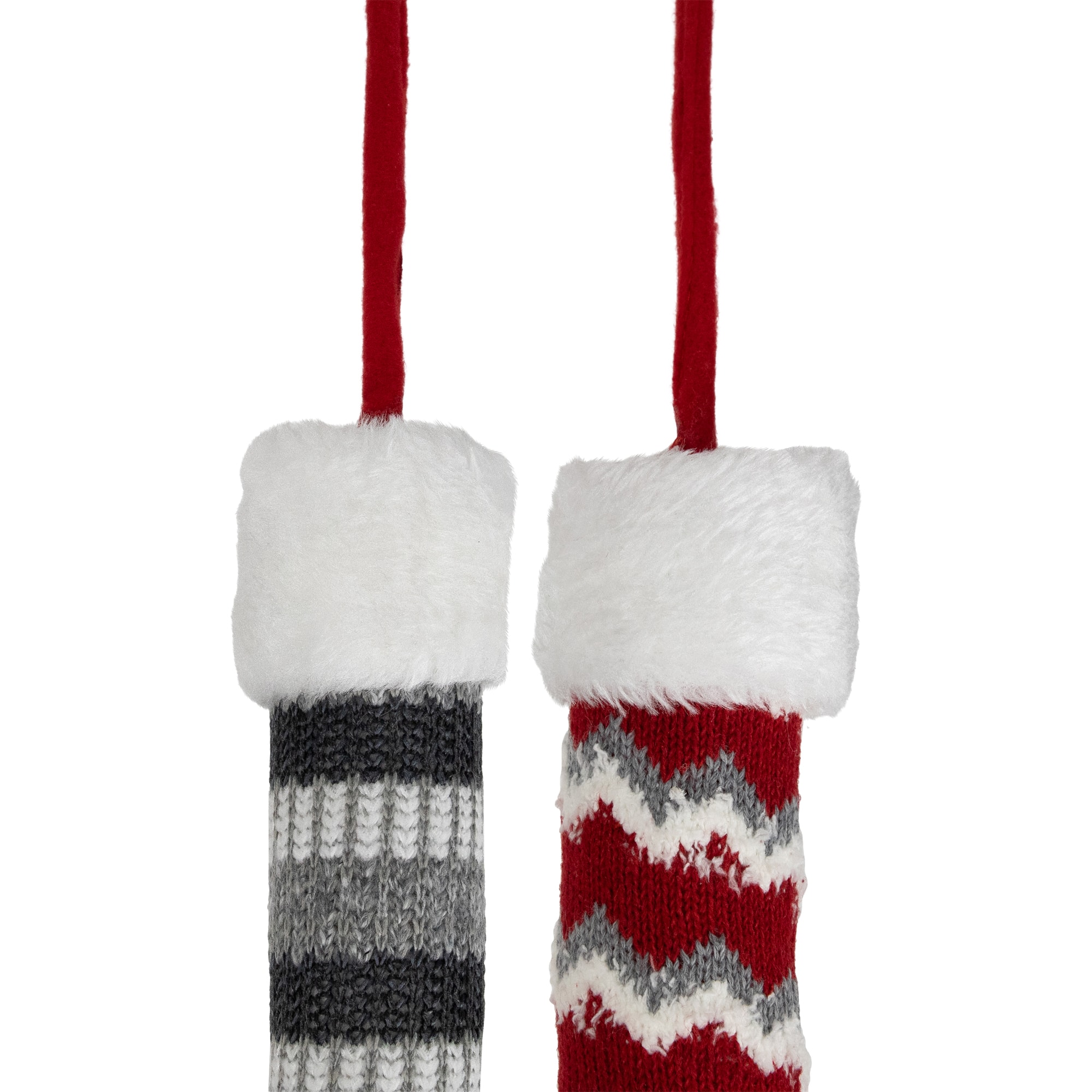 30" Gray & Red Plush Elf Leg Pick Set