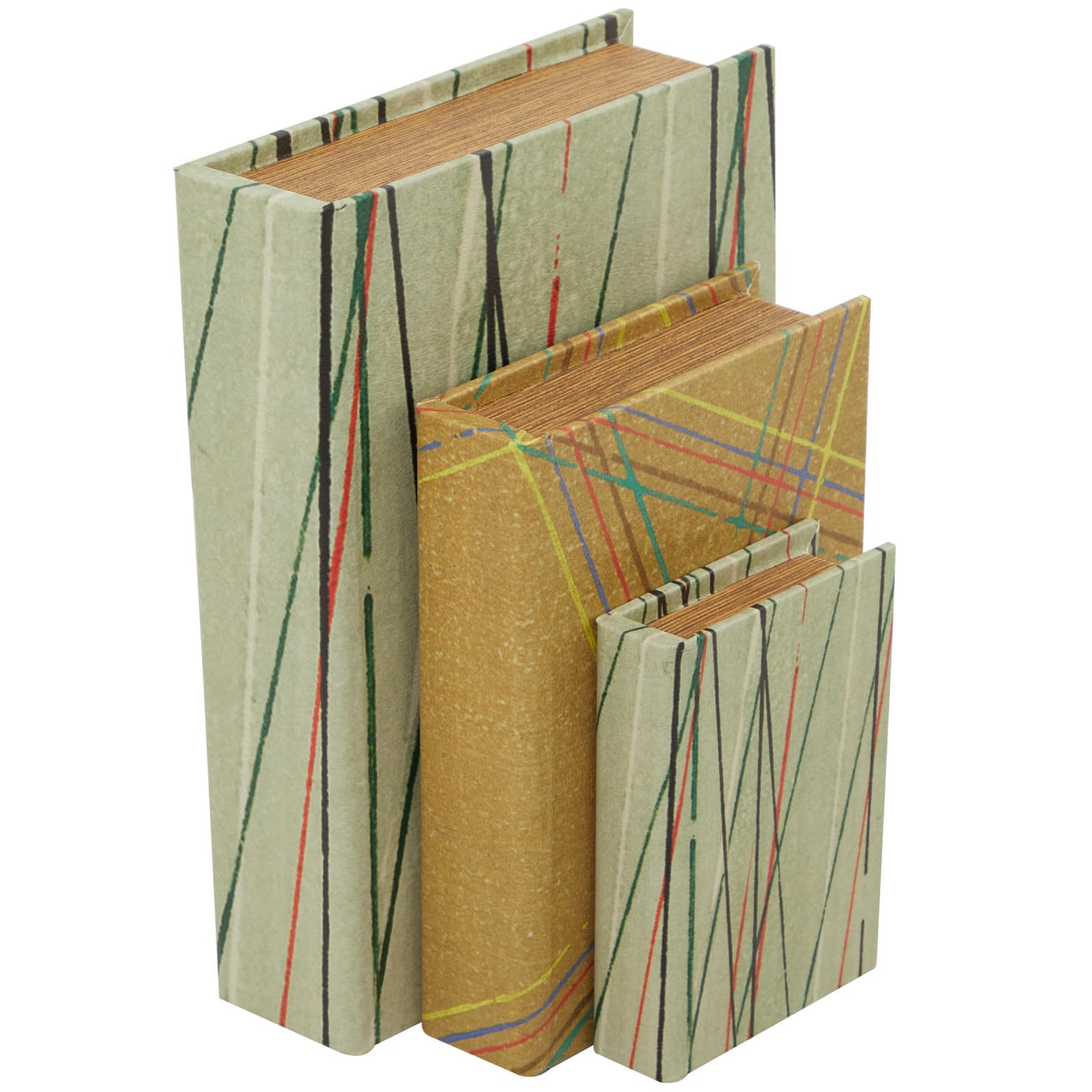 Line Print Faux Leather Faux Book Box with Varying Patterns Set