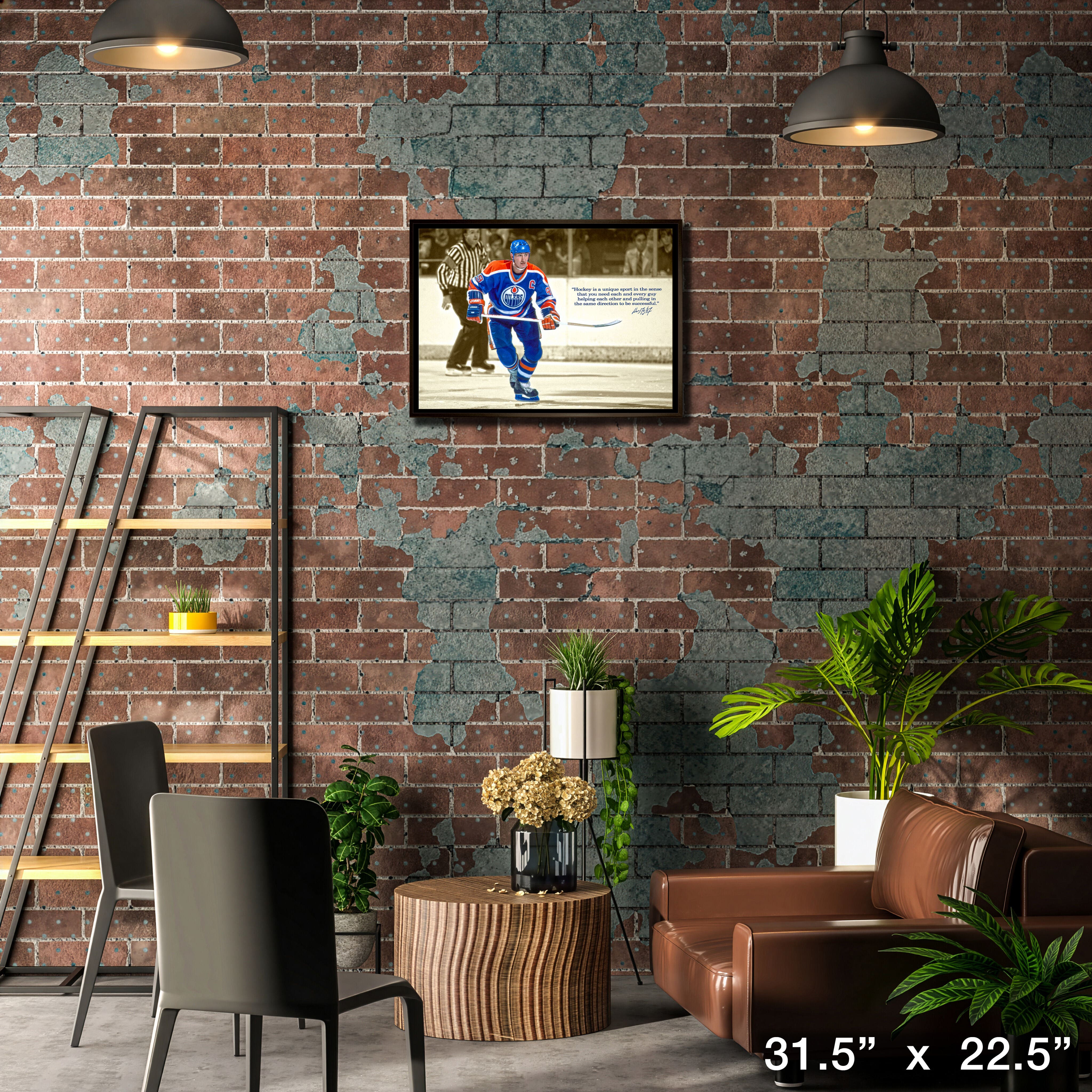 Wayne Gretzky Edmonton Oilers Framed 20" x 29" Skating Canvas with Quote 31.5" x 22.5"