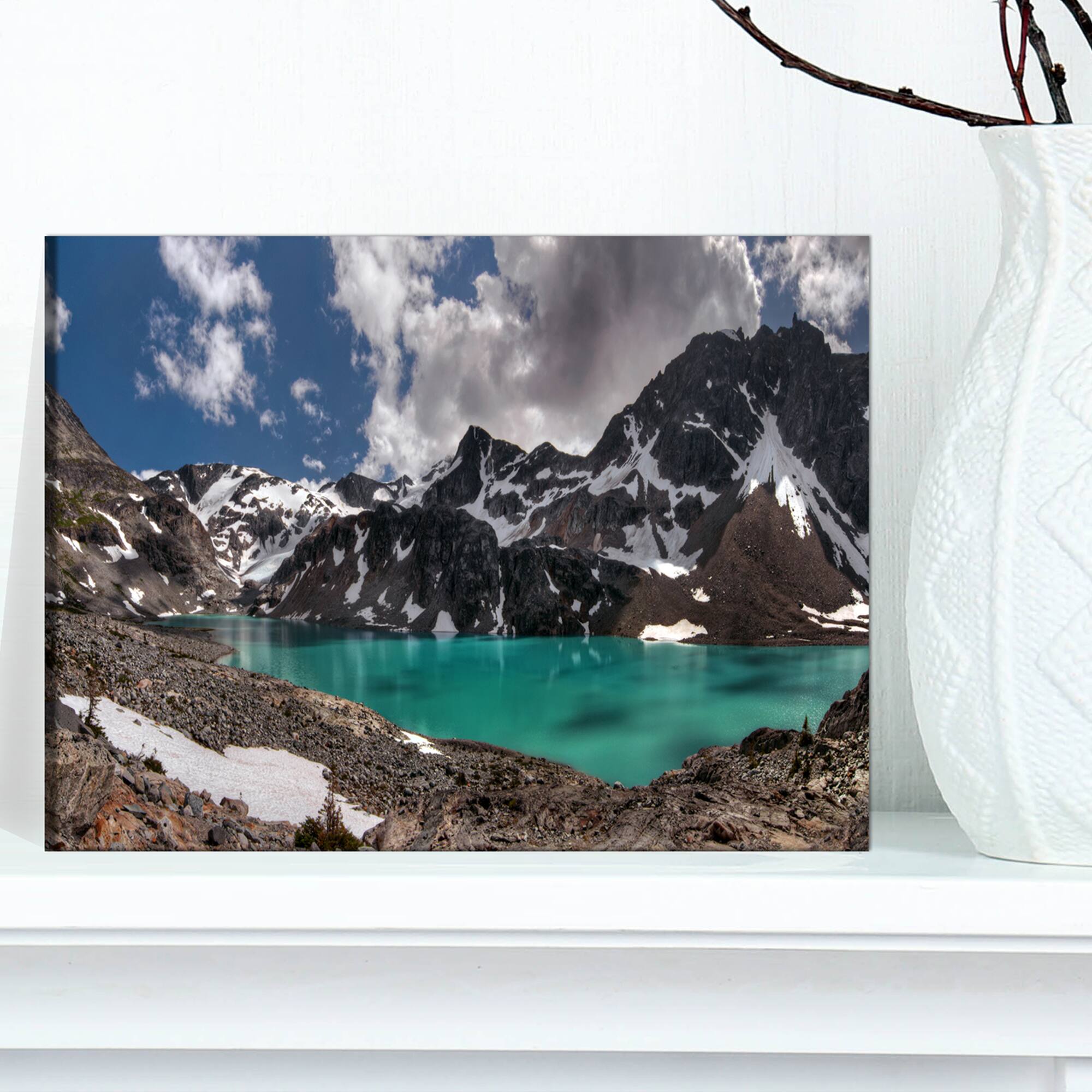 Designart - Distant Mountains and Mountain Lake