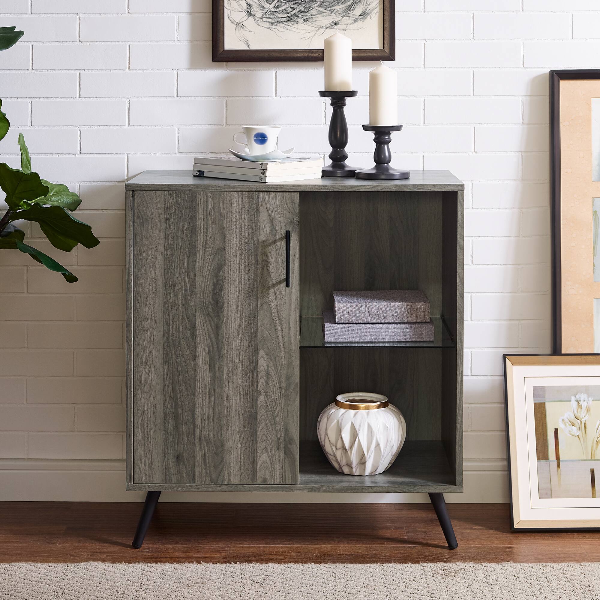 Walker Edison 30" Slate Grey Modern Wood Accent Cabinet