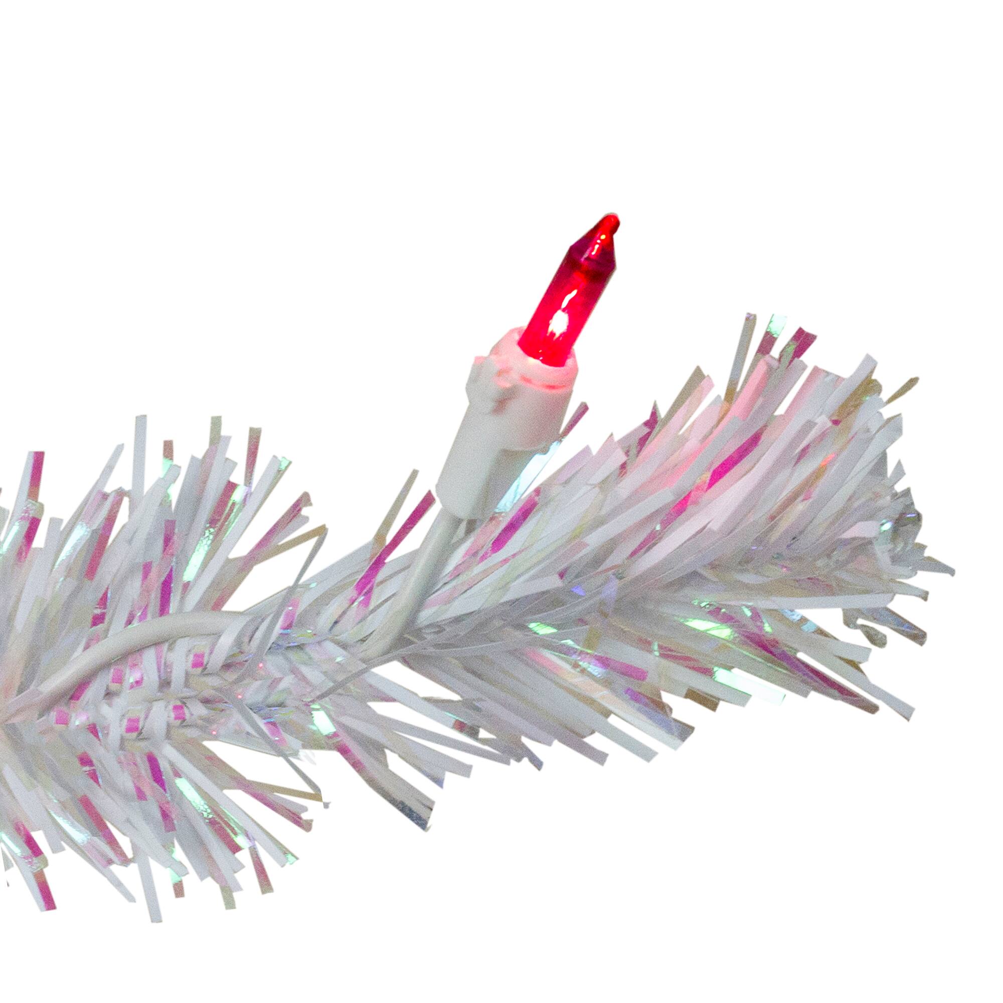 2ft. Pre-Lit White Pine Slim Artificial Christmas Tree, Pink Lights