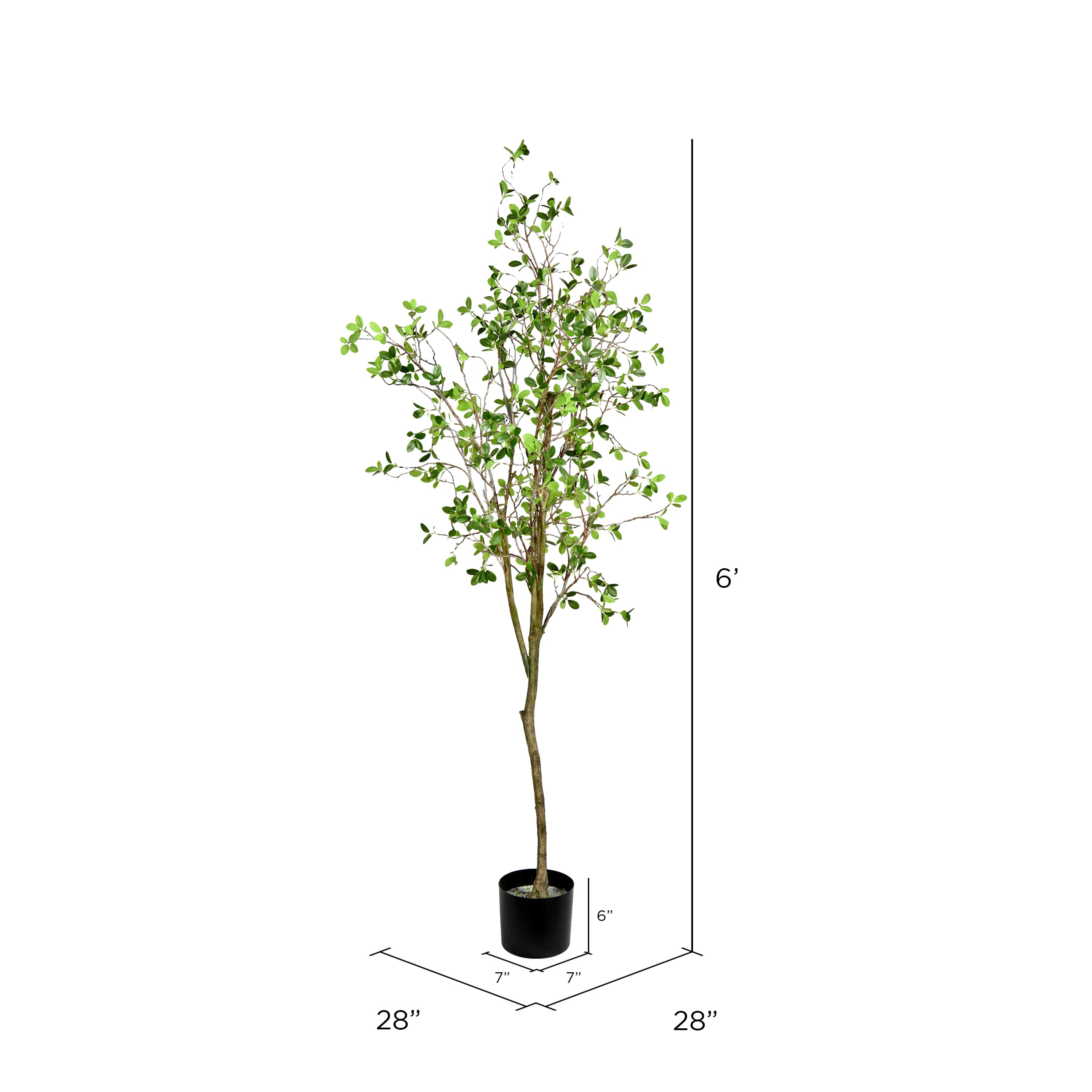 6ft. Potted Artificial Milan Leaf Tree