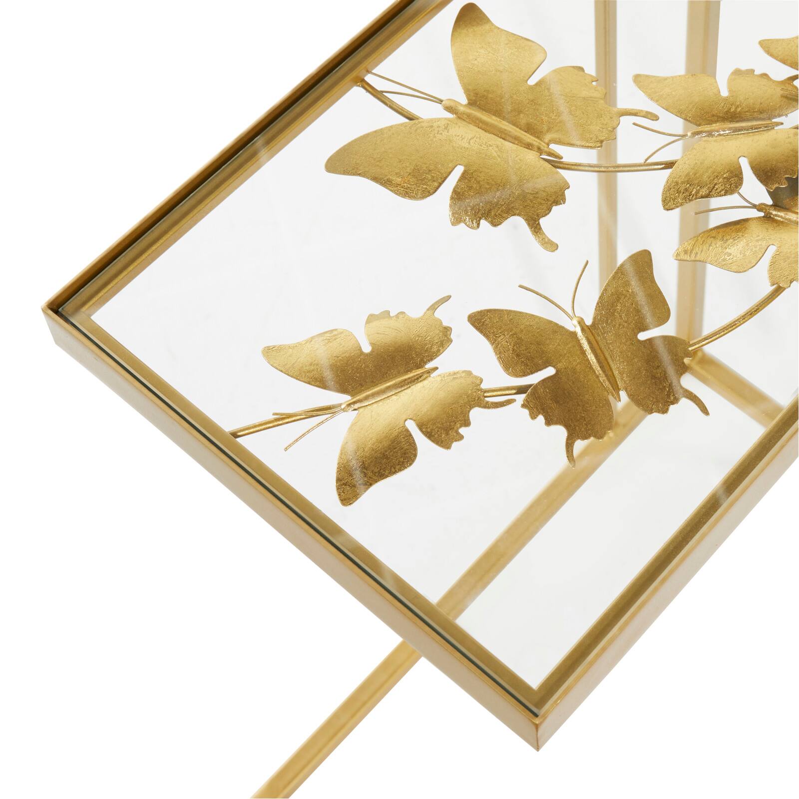 25" Gold Metal Contemporary Accent Table