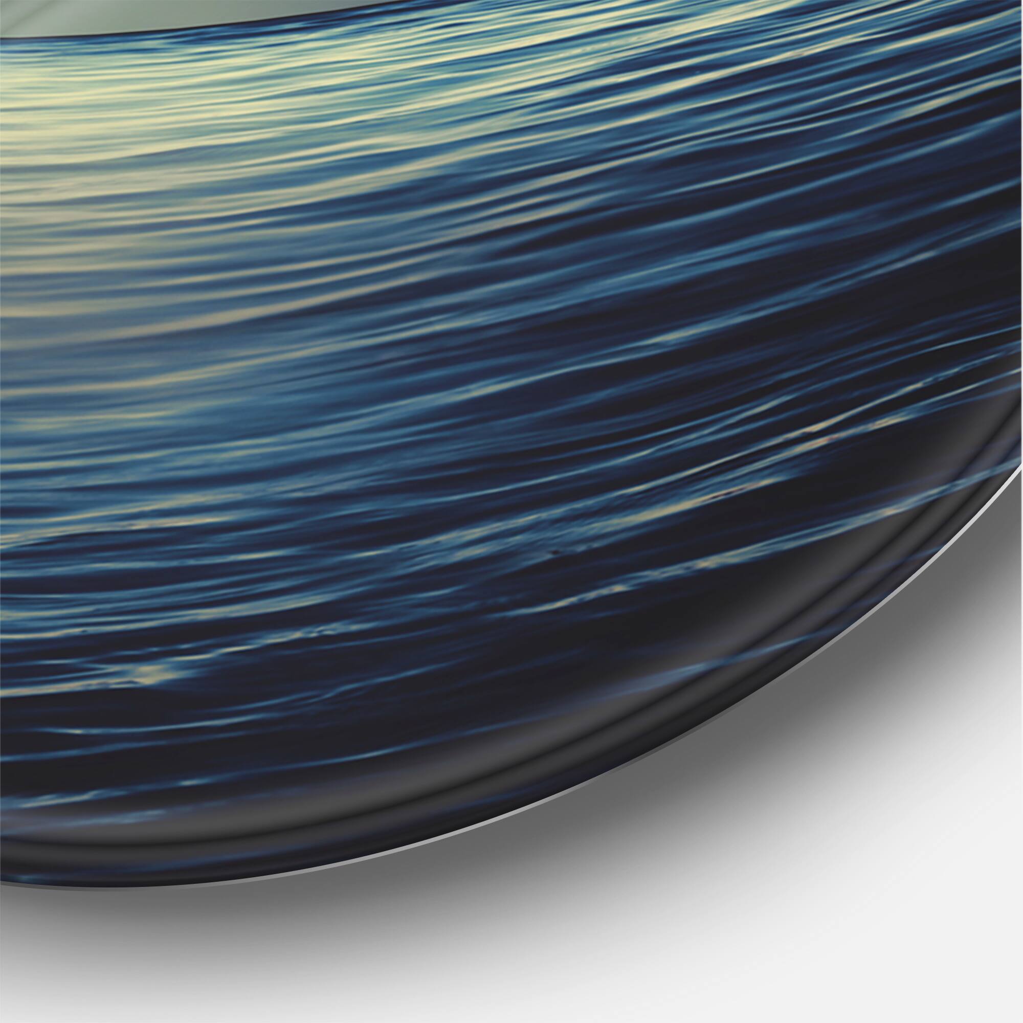 Designart - Super Moon Over The Sea II - Nautical & Coastal Metal Circle Wall Art