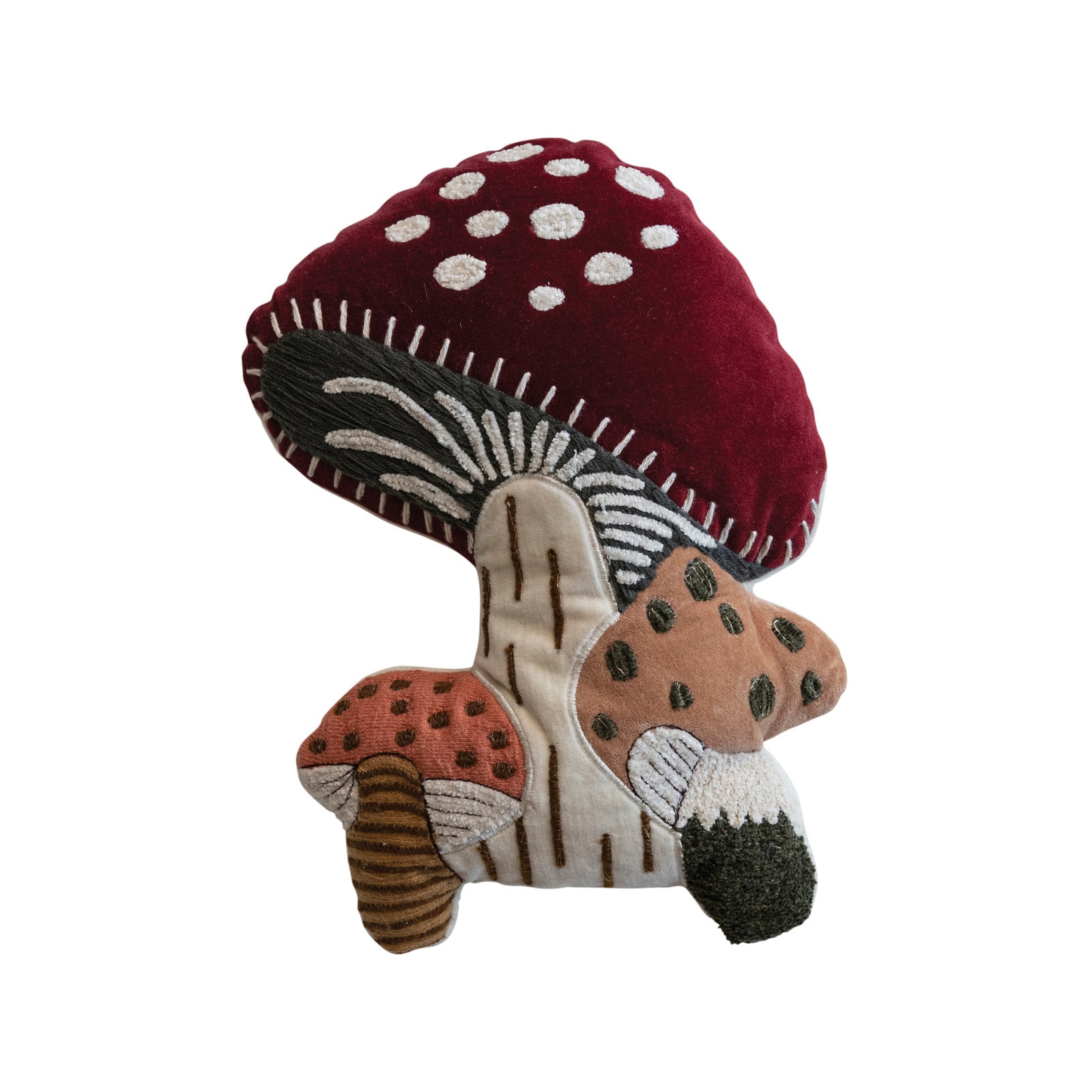 Hello Honey® 14" Embroidered Mushroom-Shaped Velvet Throw Pillow