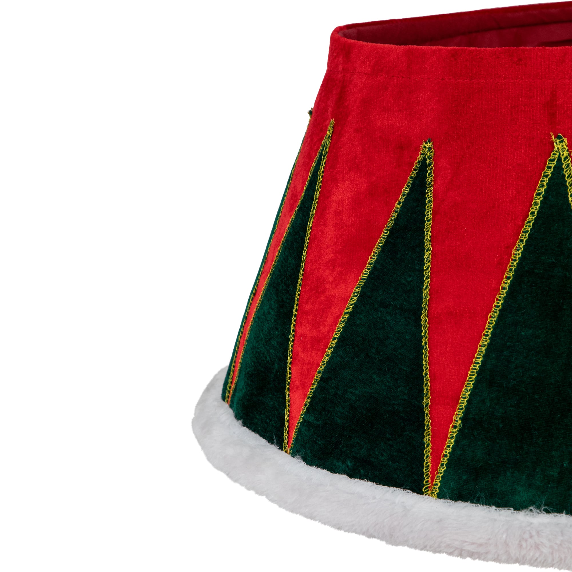 25" Red and Green Drum with White Trim Christmas Tree Collar
