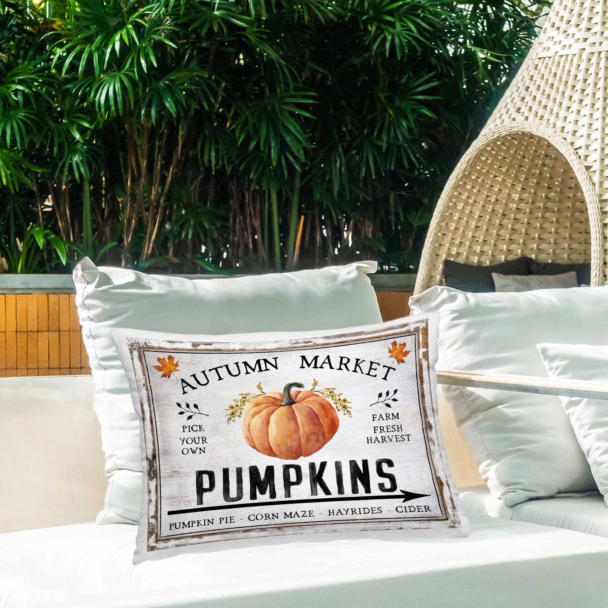 Stupell Industries Autumn Market with Arrow Outdoor Printed Pillow