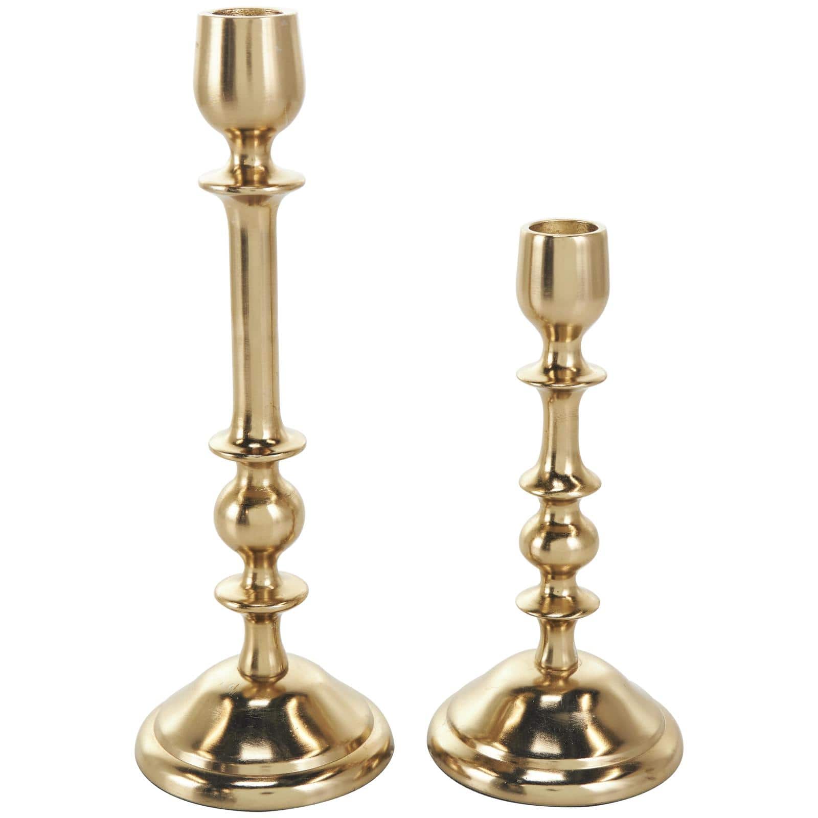 Gold Aluminum Metal Candle Holder Set