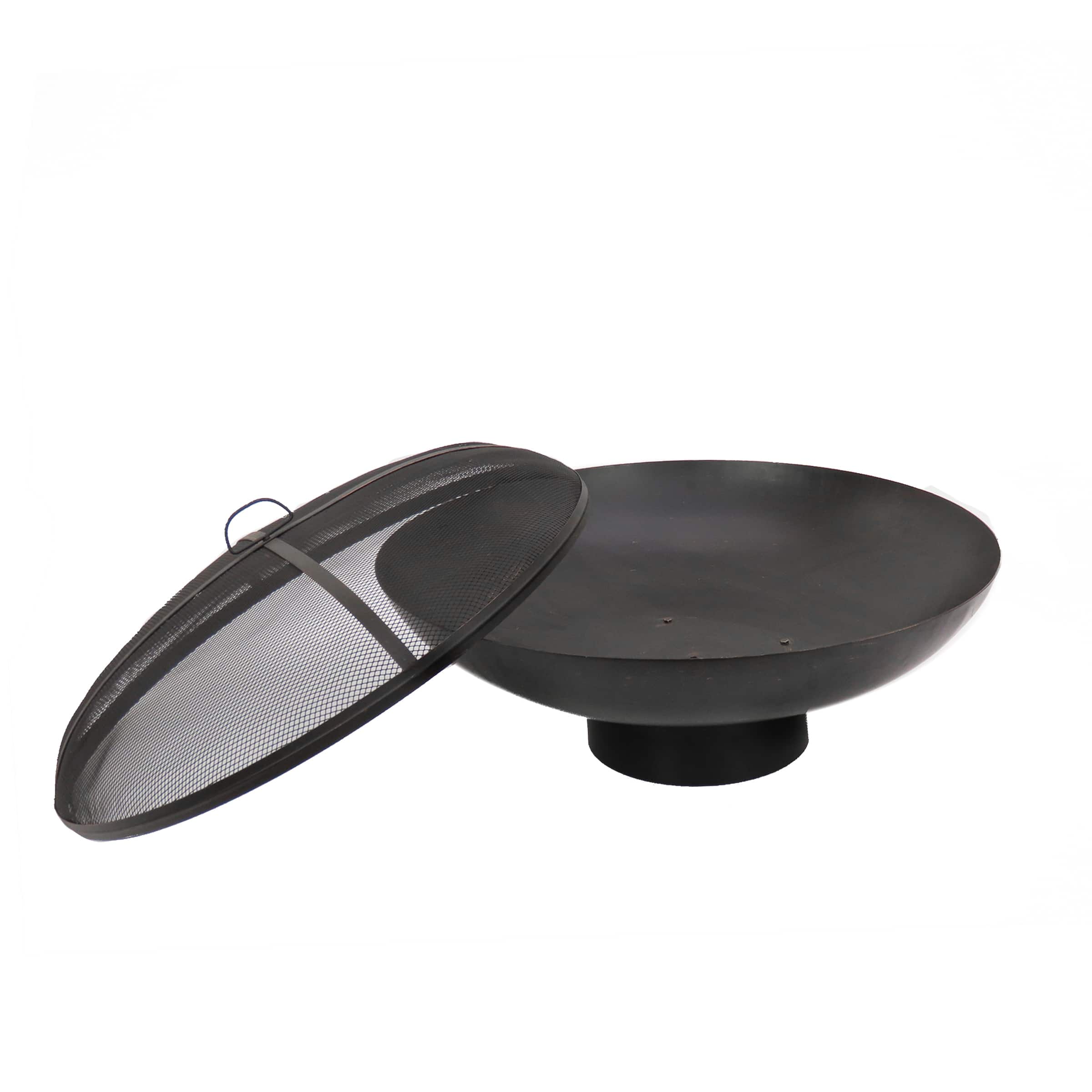 32" Black Cast Iron Fire Pit Bowl with Screen
