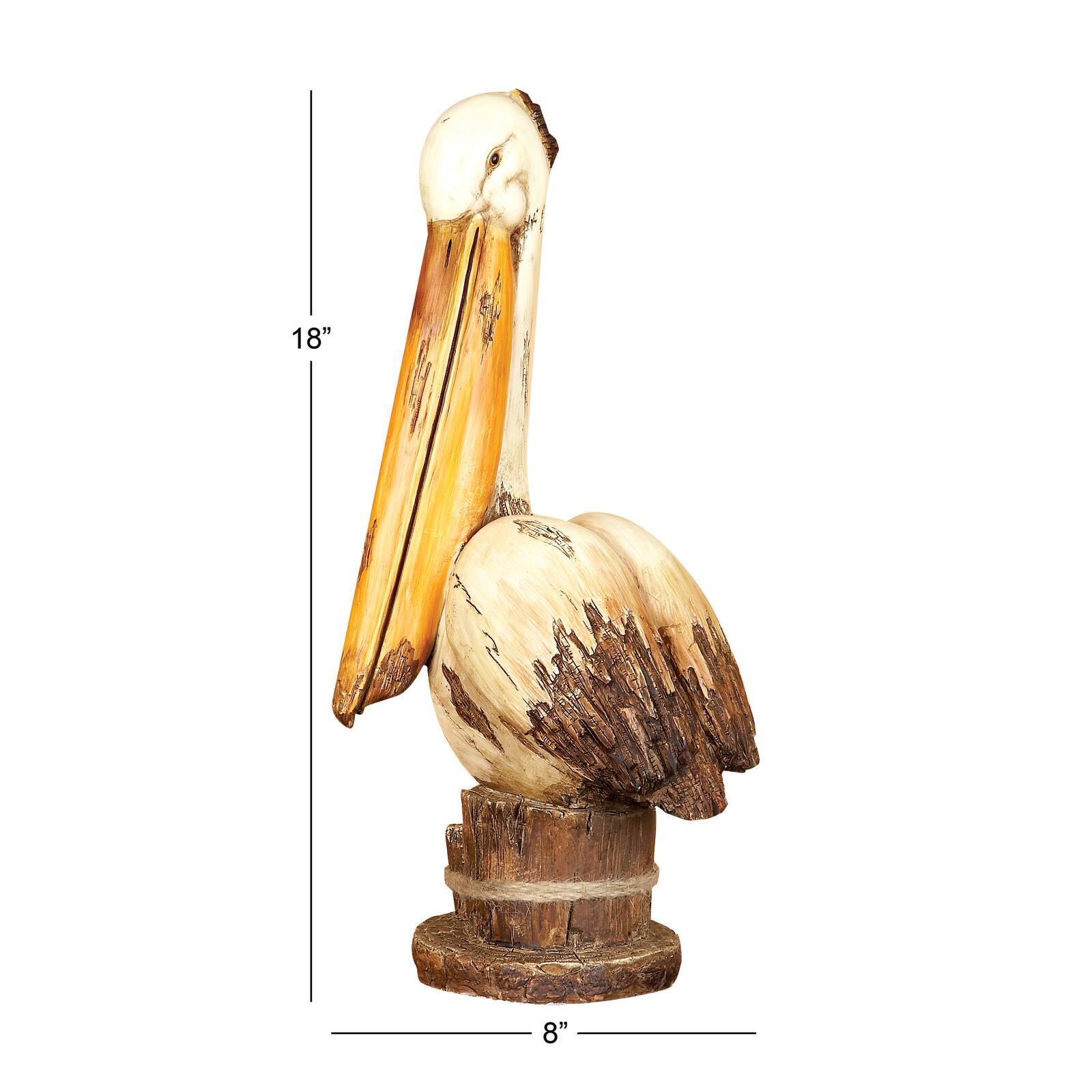 Cream Polystone Coastal Sculpture, Bird 18" x 7" x 7"