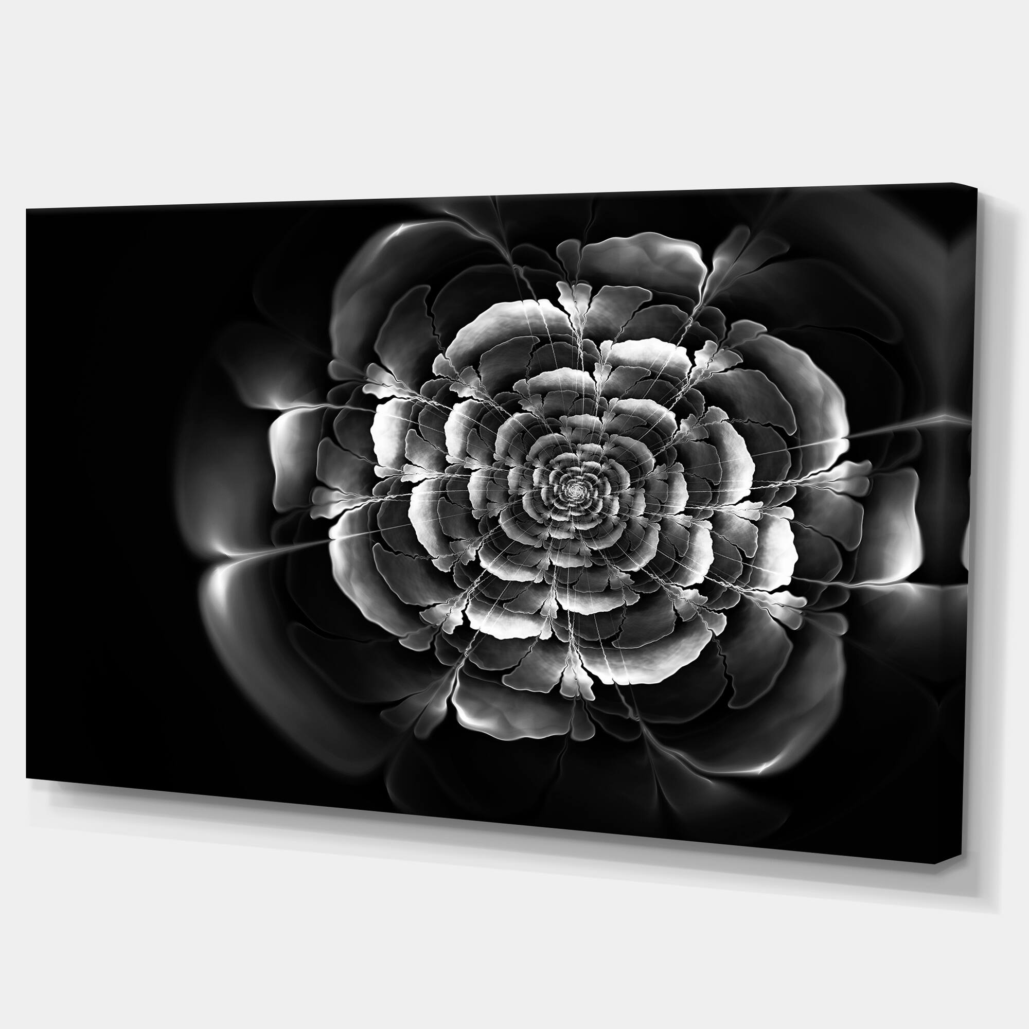Designart - Fractal Silver Rose in Dark