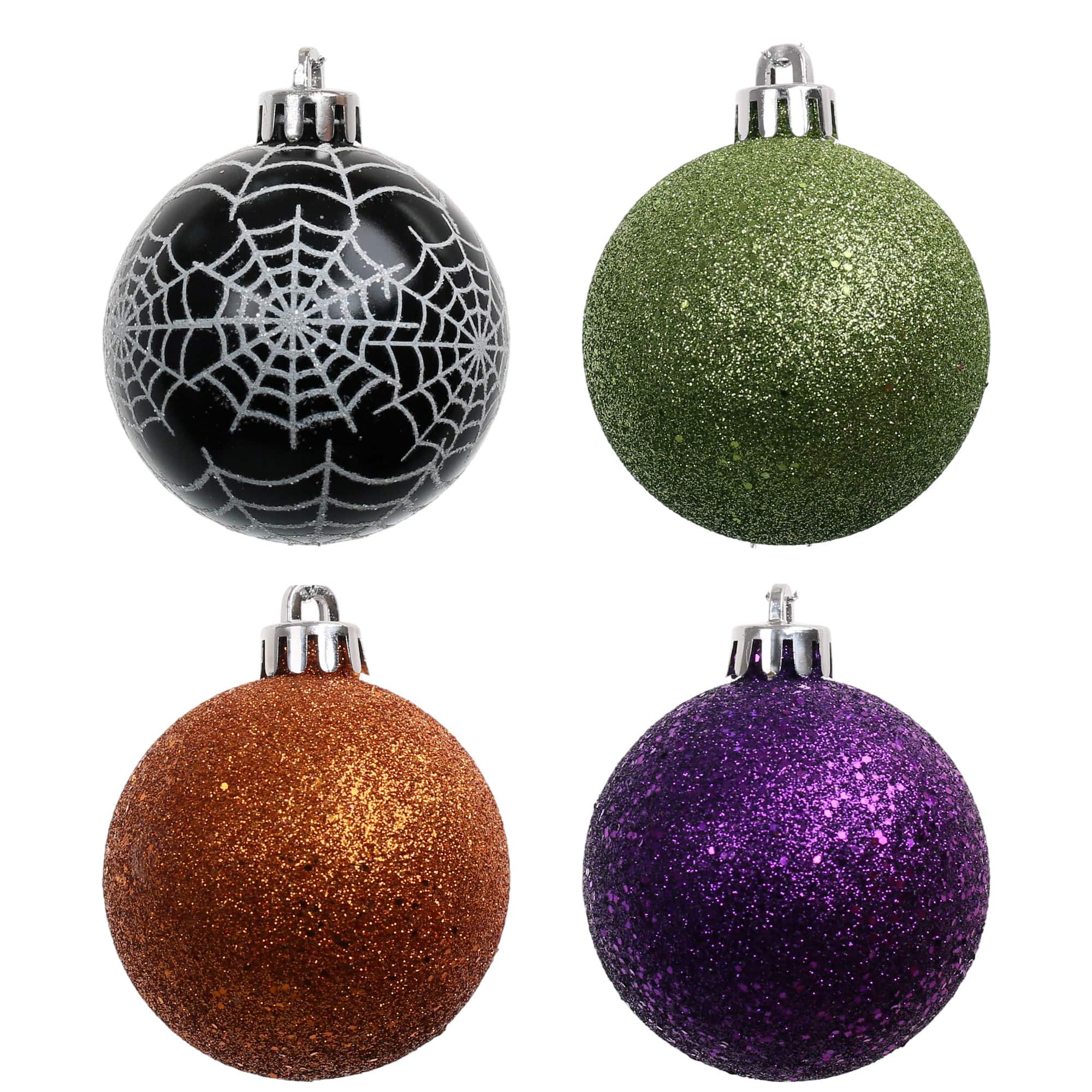 5 Pack 57mm Spiderweb & Glitter Shatterproof Ball Ornaments by Ashland®