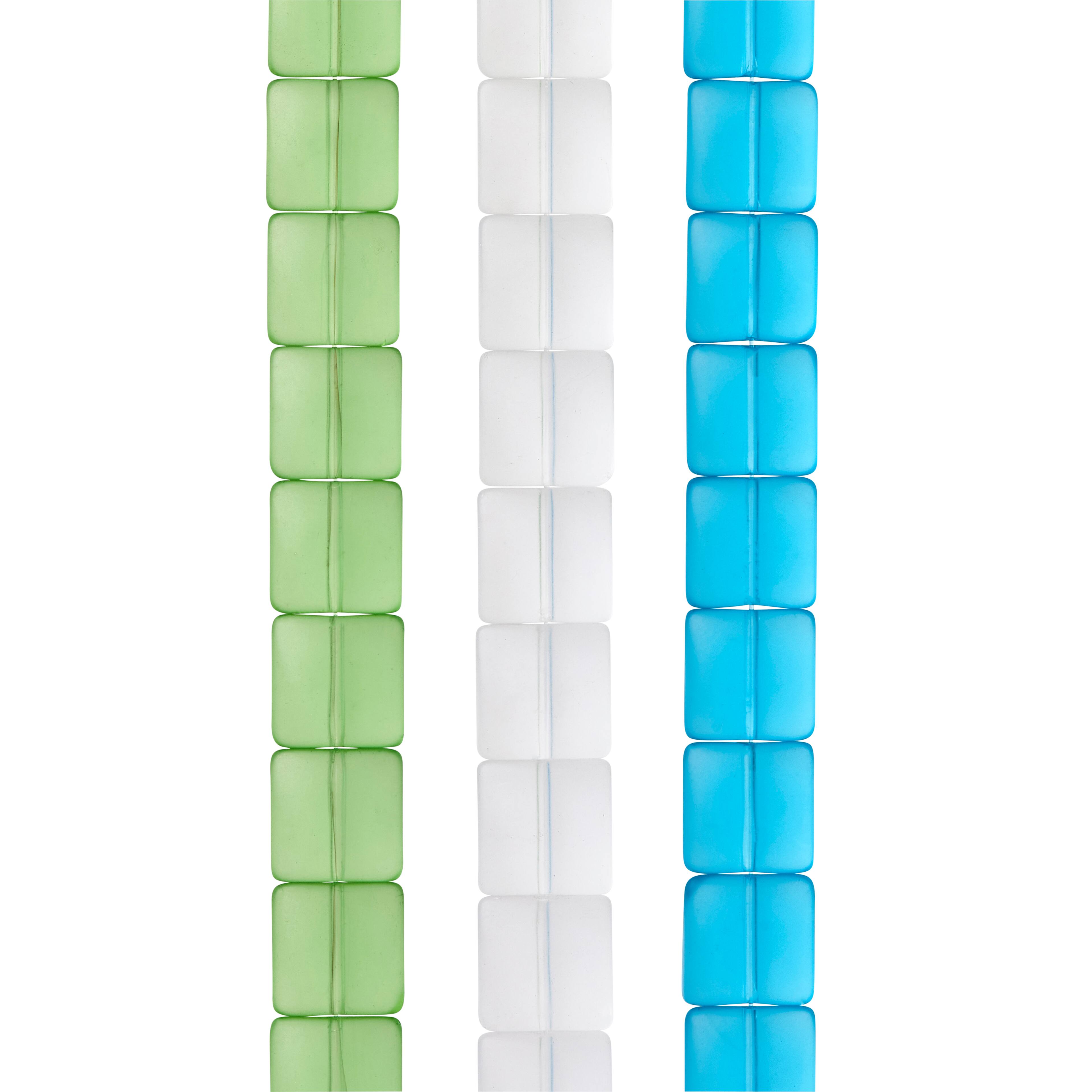 12 Pack: Matte Multicolored Glass Square Beads, 11mm by Bead Landing™