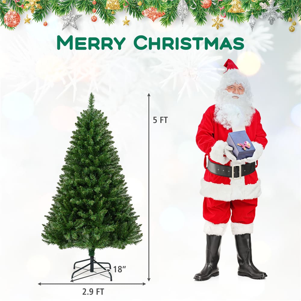 Costway 5 ft Pre-Lit Artificial Christmas Tree, Warm White LED Lights