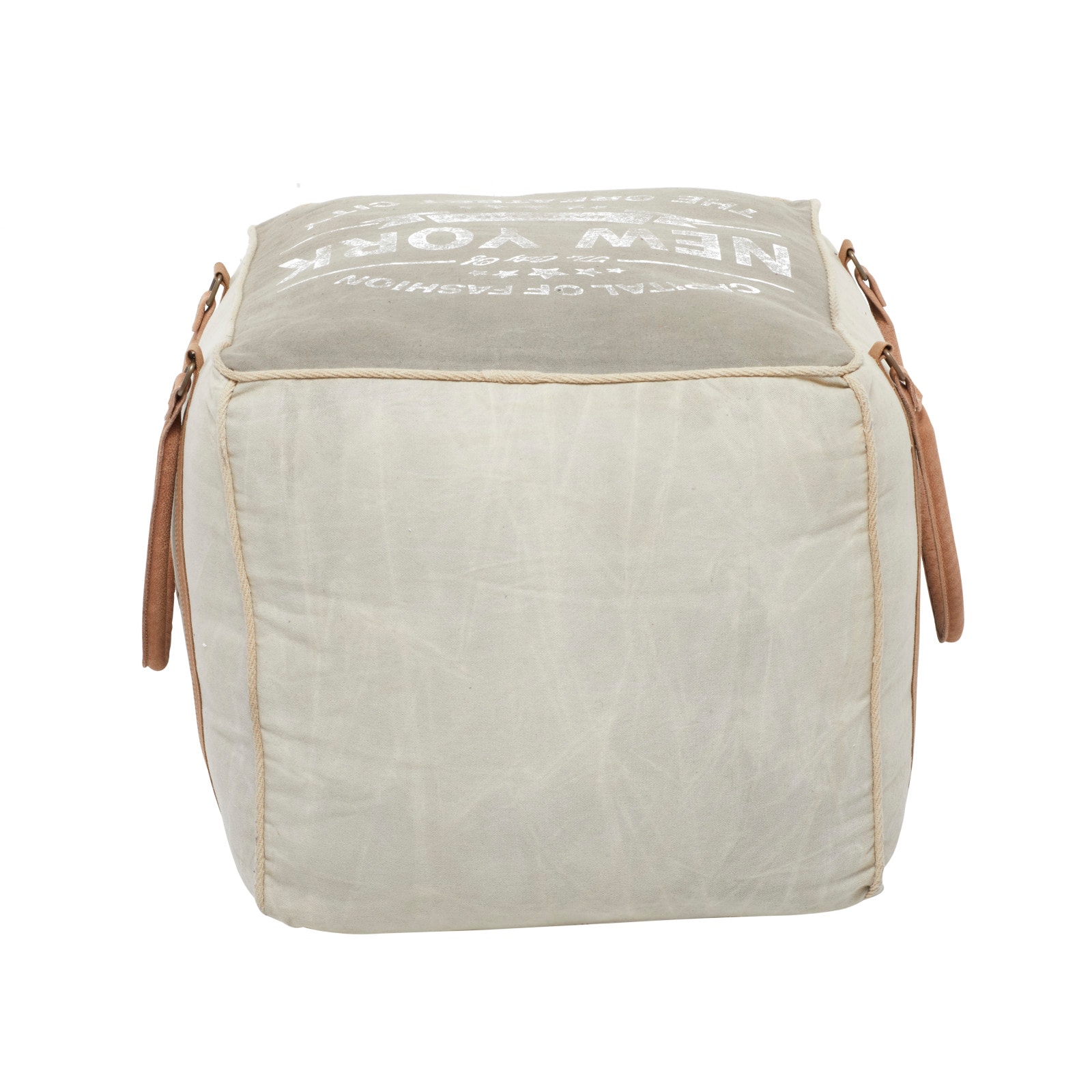 Grey Canvas Rustic Stool, 19" x 21" x 21"