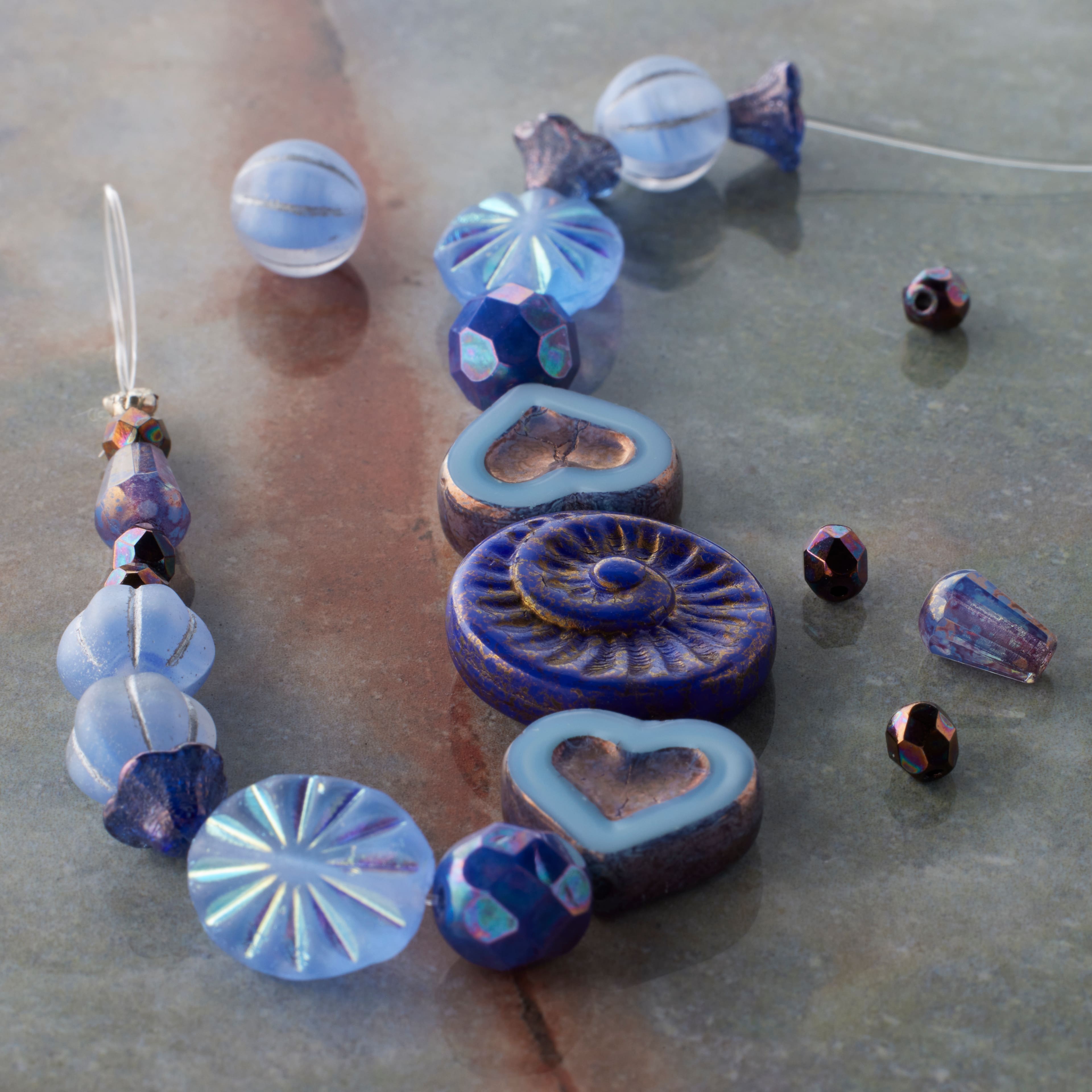 Blue Heart Czech Glass Bead Mix by Bead Landing™