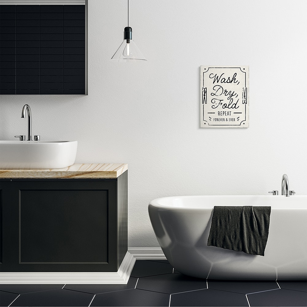 Stupell Industries Charming Retro Laundry Wash Dry Fold Repeat Canvas Wall Art