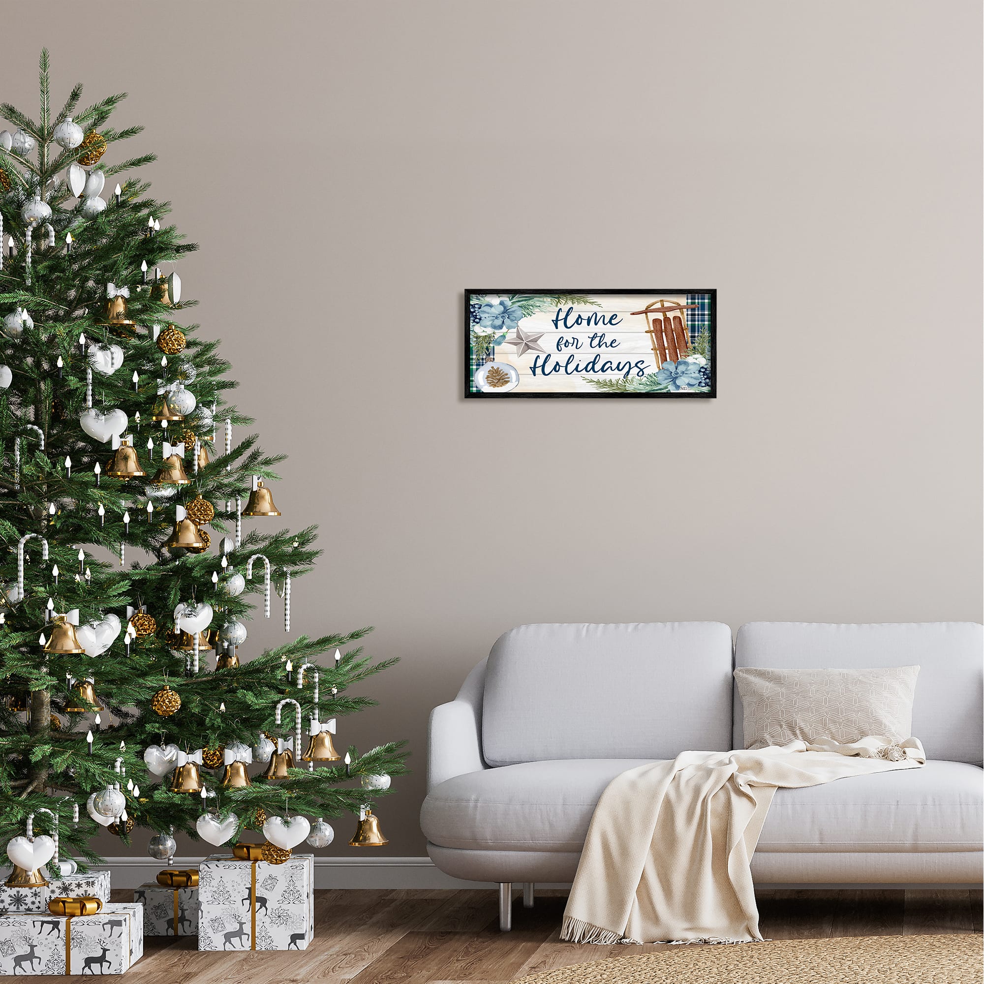 Stupell Industries Home For The Holidays Tartan Framed Giclee Art