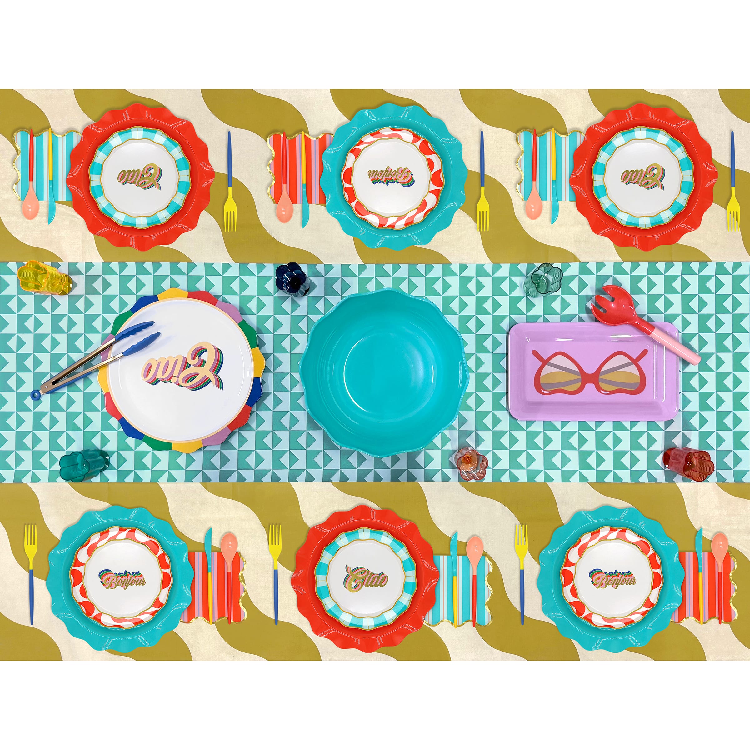 Jonathan Adler x Michaels 50" x 70" Waves Plastic Table Cover