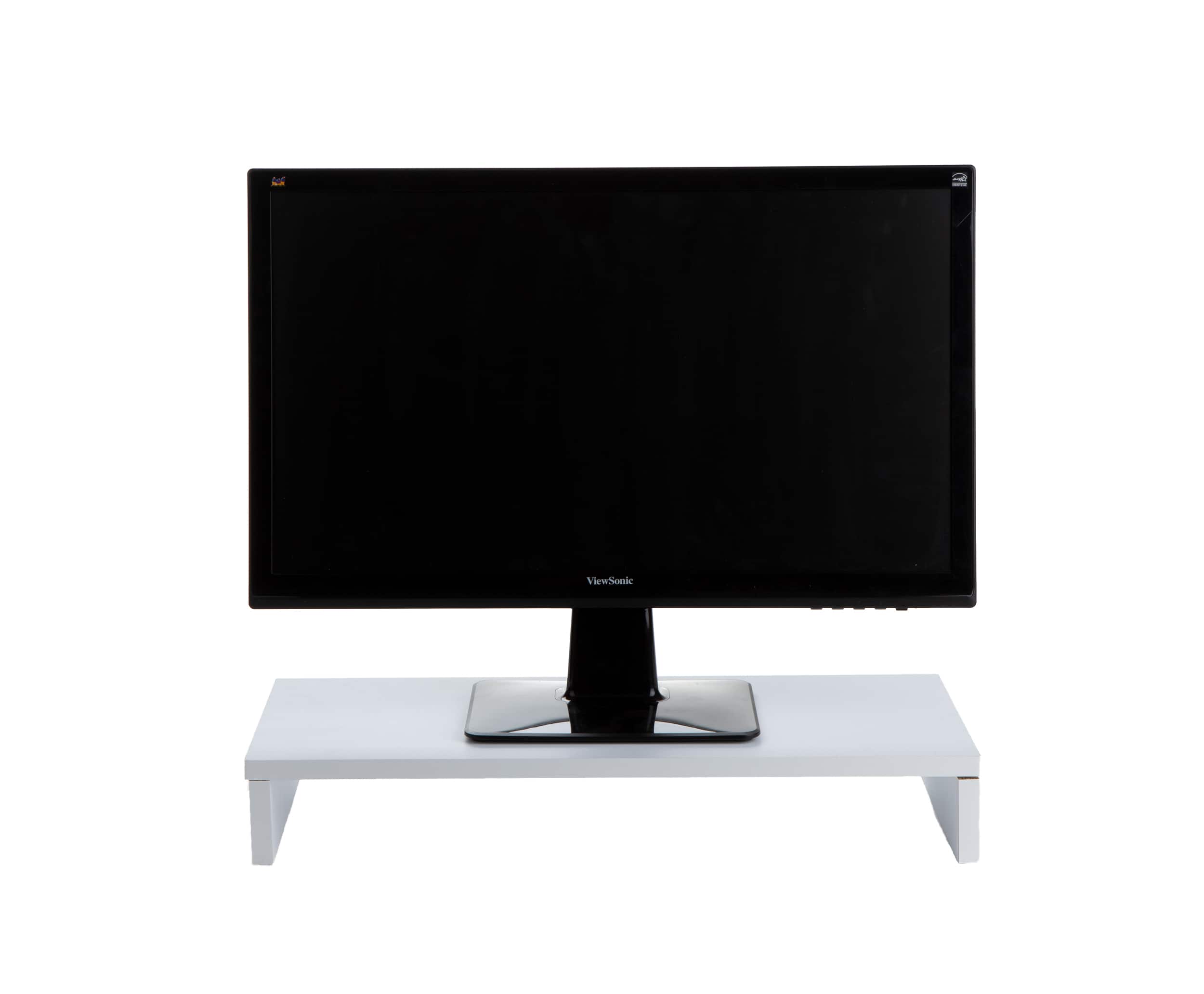 Mind Reader White Wooden Monitor Stand Riser