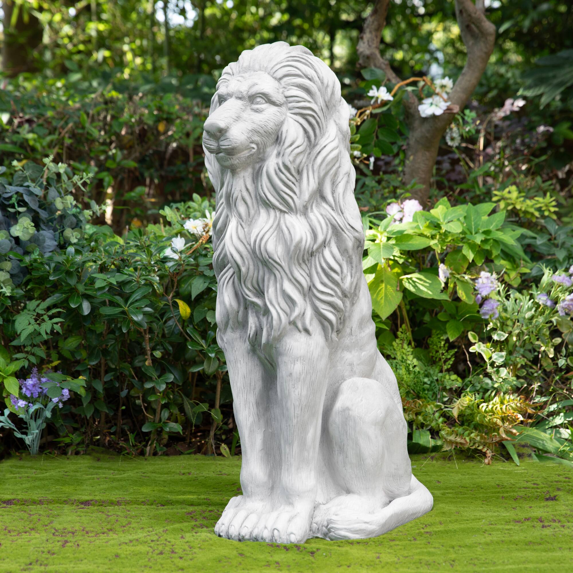 Glitzhome® 36.25" Oversized MGO Guardian Sitting Lion Garden Statue