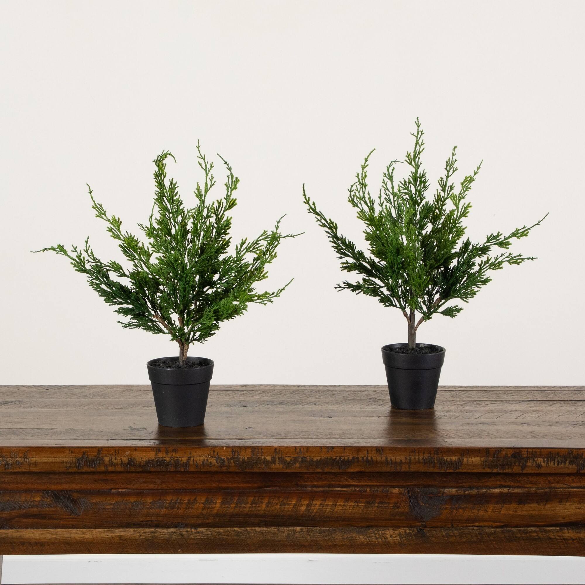 Nearly Natural 18" Unlit Green Artificial Real Touch Winter Mini Cypress Trees, 2ct.