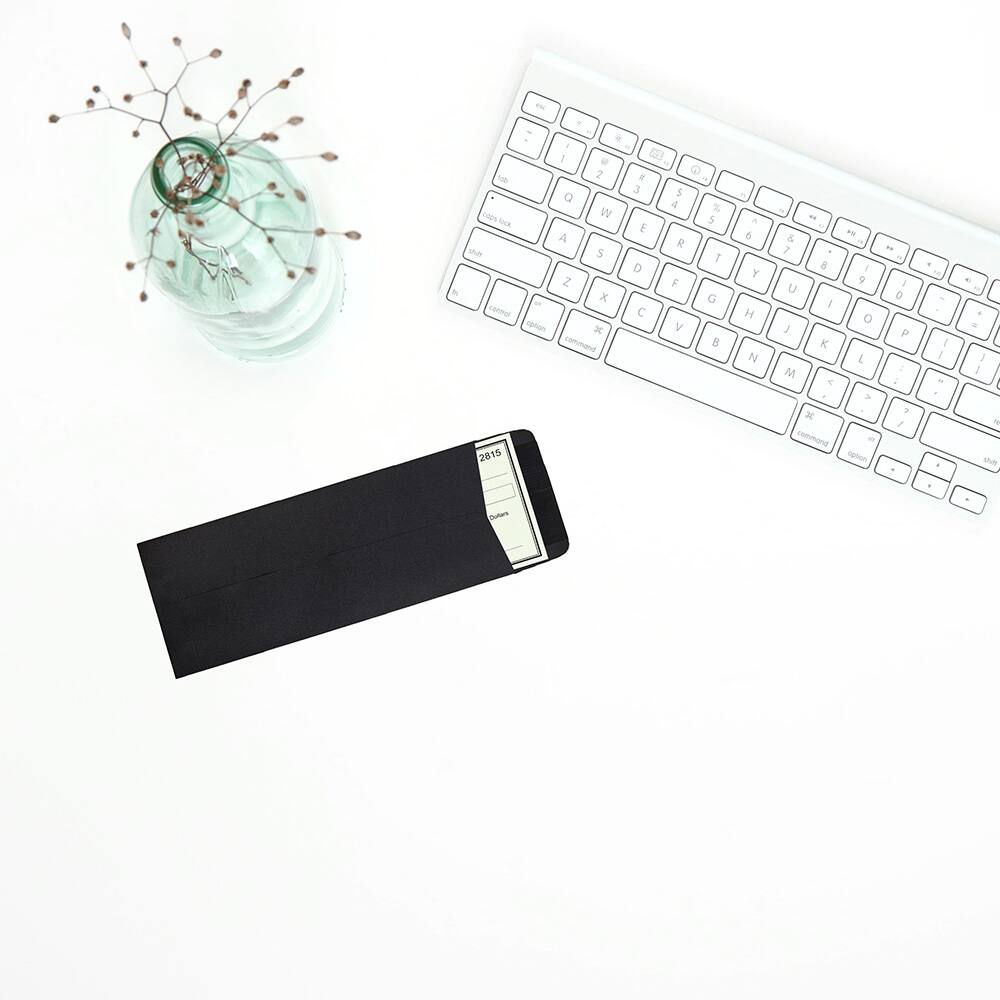 JAM Paper 4" x 9.5" Black Linen Policy Business Premium Envelopes