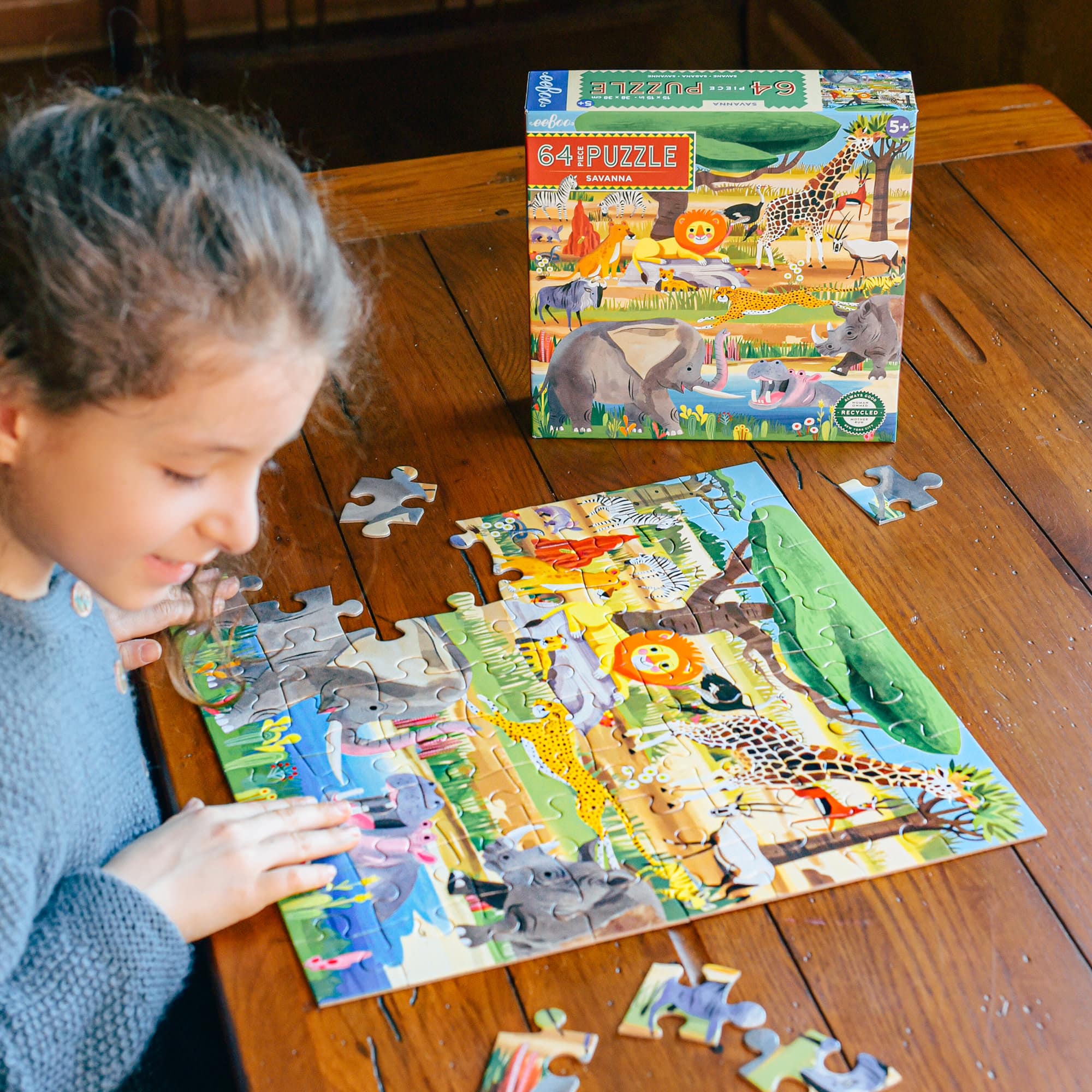 eeBoo Savanna 64 Piece Jigsaw Puzzle