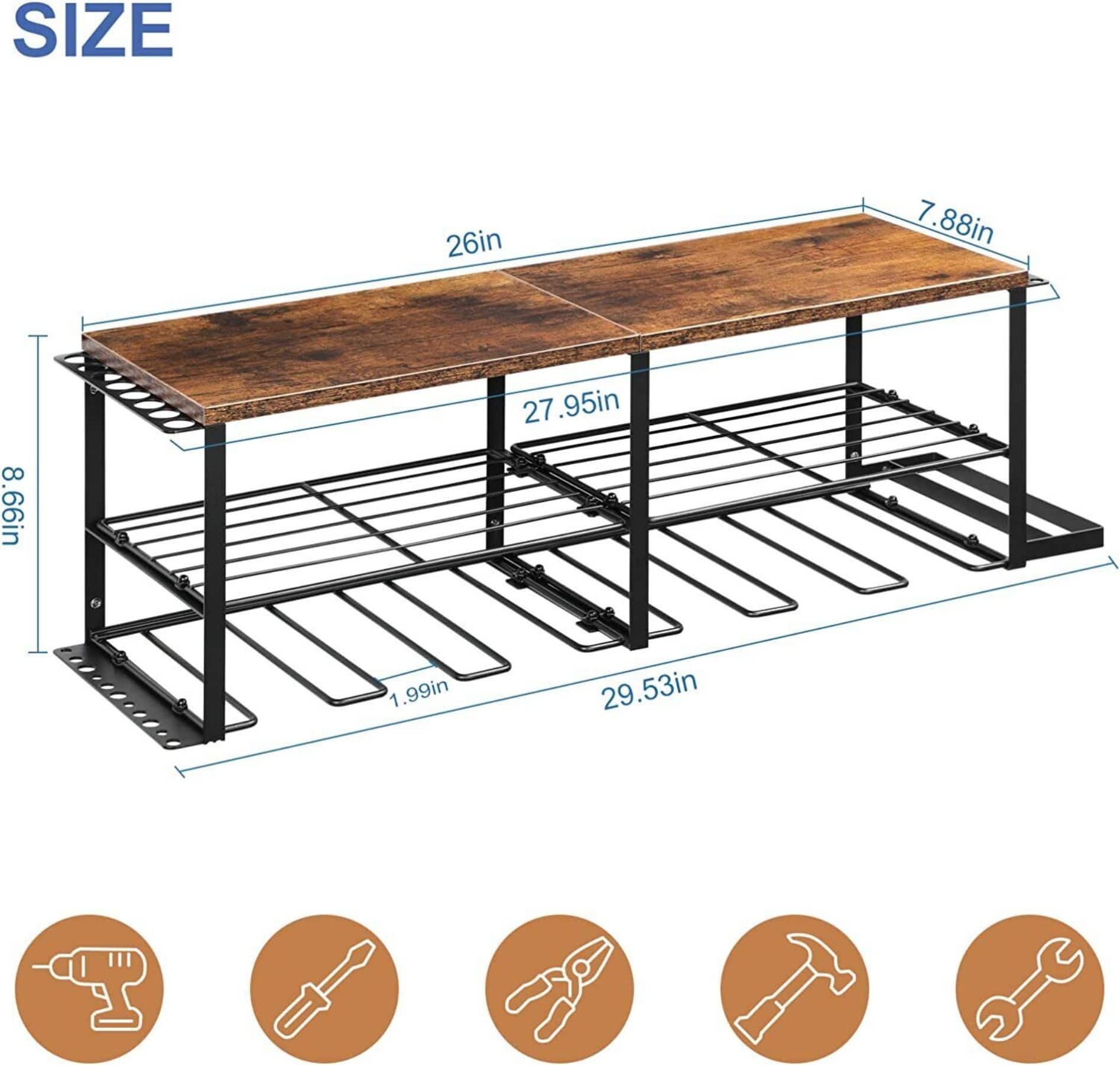 NEX™ 29" Wood Grain Power Tool Organizer Wall Shelf