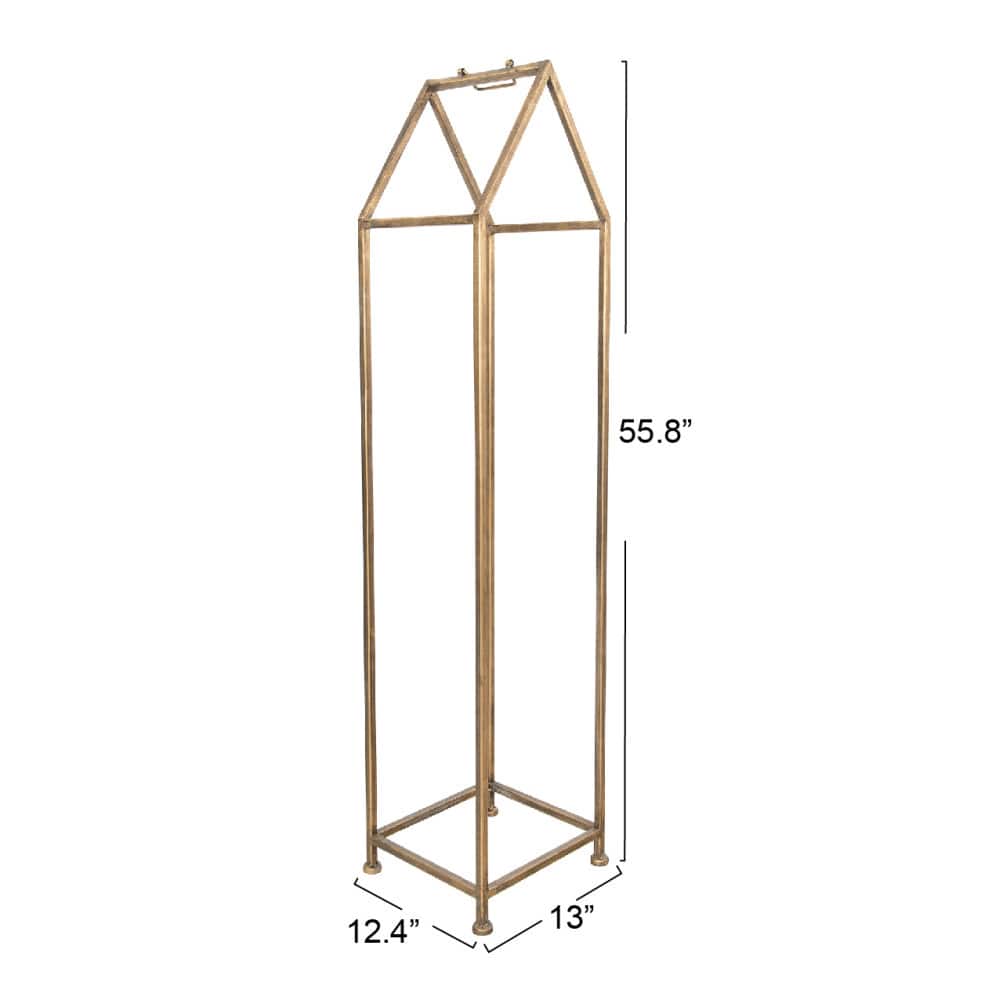Hello Honey® 55.8" Gold Finish Metal House-Shaped Fire Wood Holder with Handle