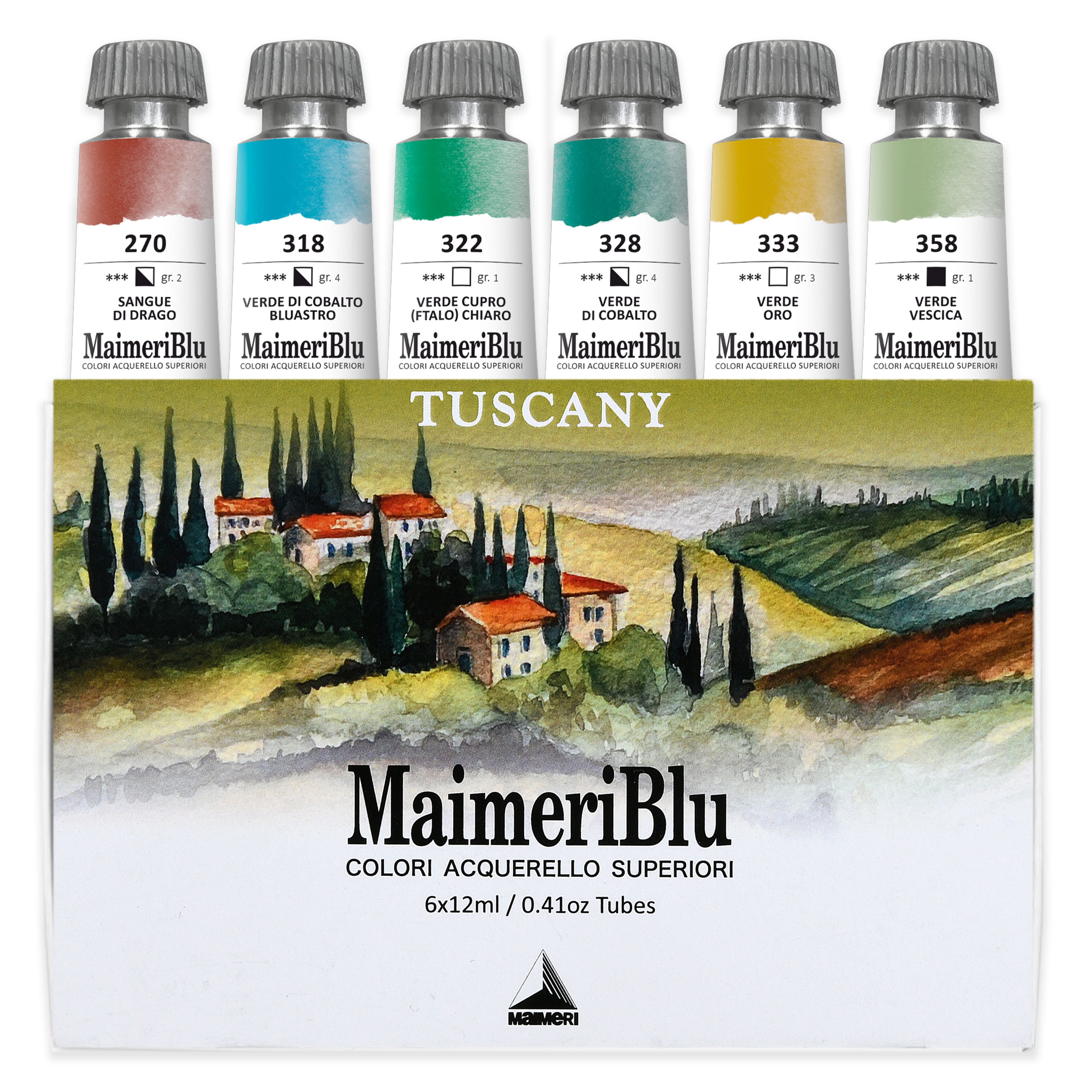 MaimeriBlu 6 Color Tuscany Watercolor Set