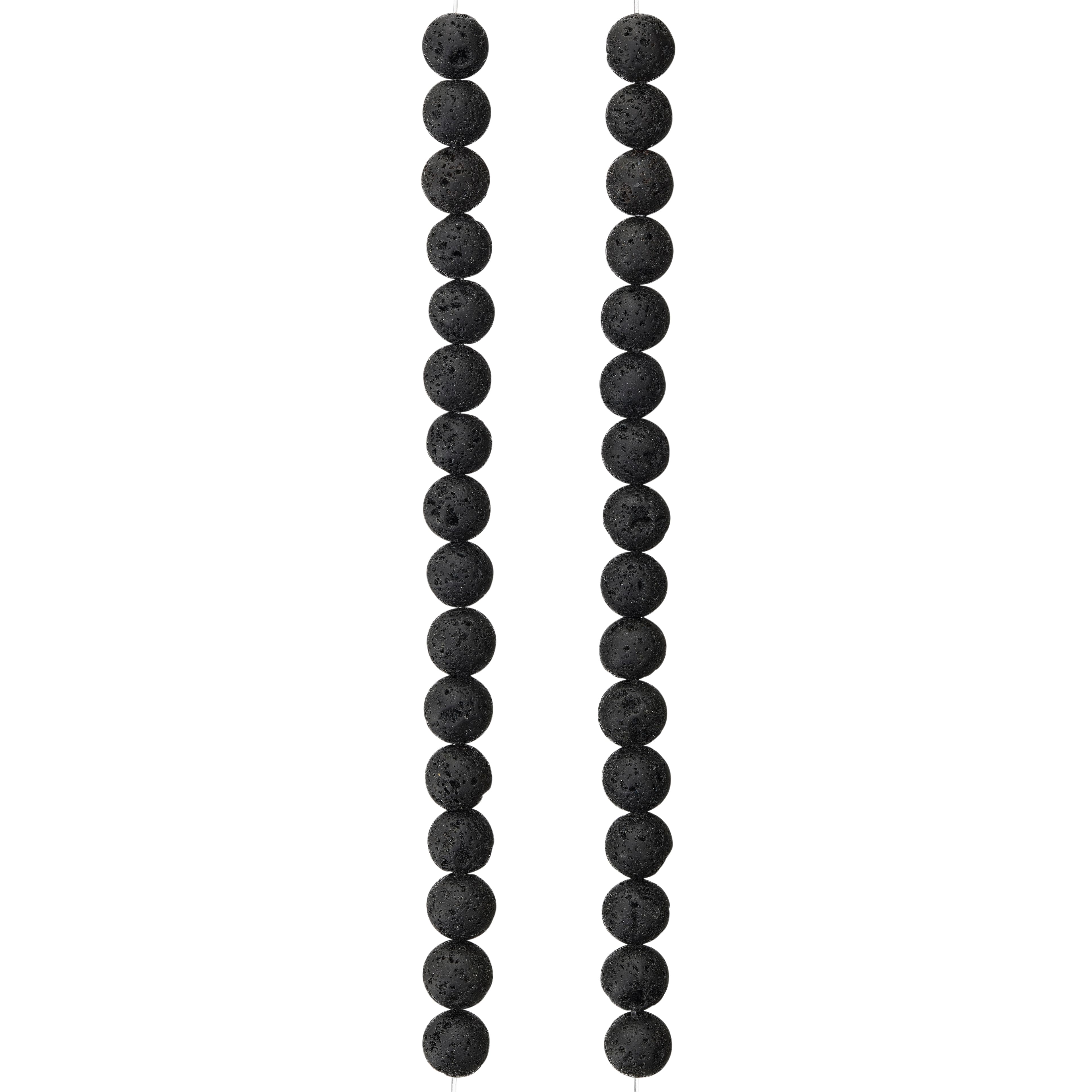 9 Pack: Black Lava Round Beads, 8mm by Bead Landing™