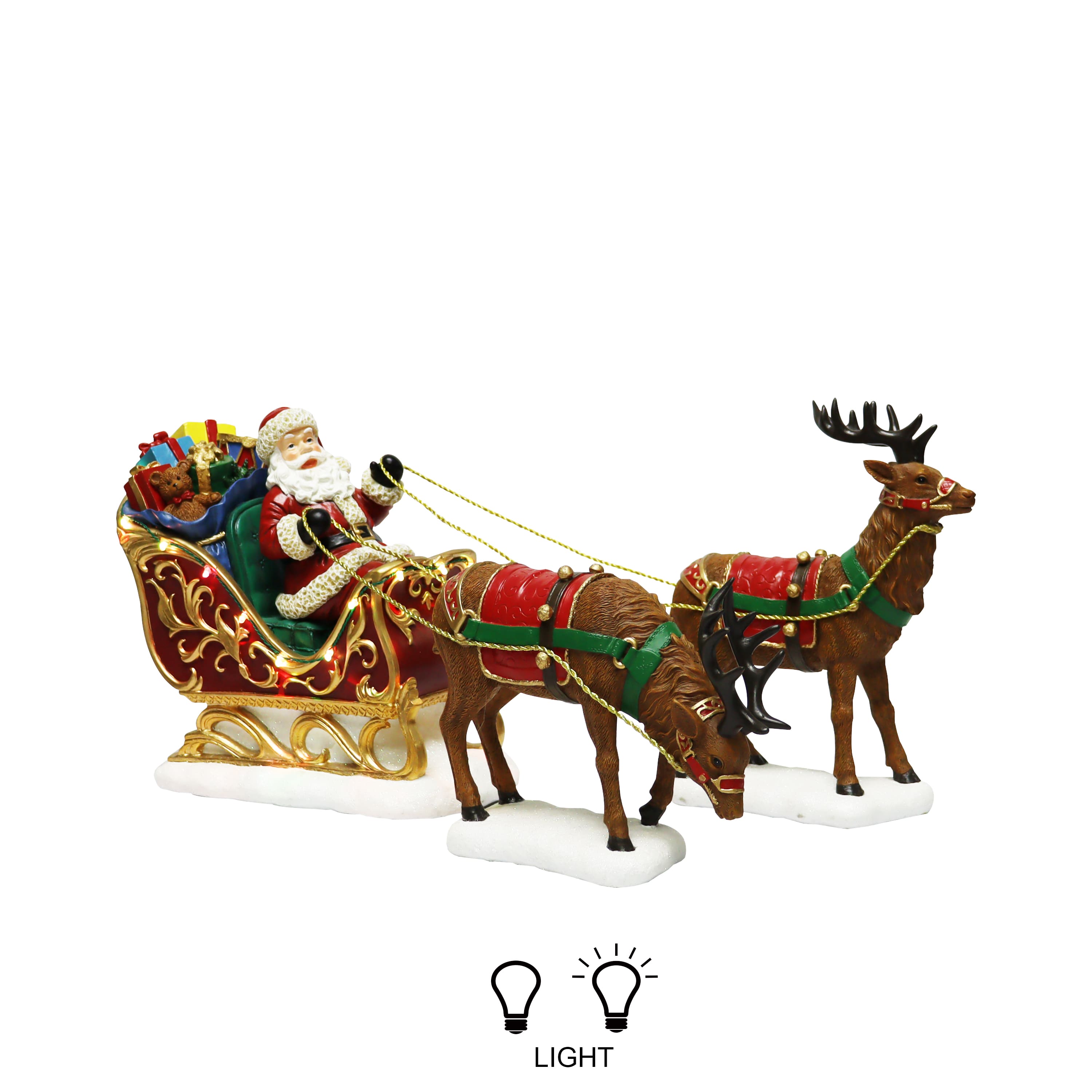 Moments in Time 9.5" Santa Riding Sleigh with Reindeers Décor
