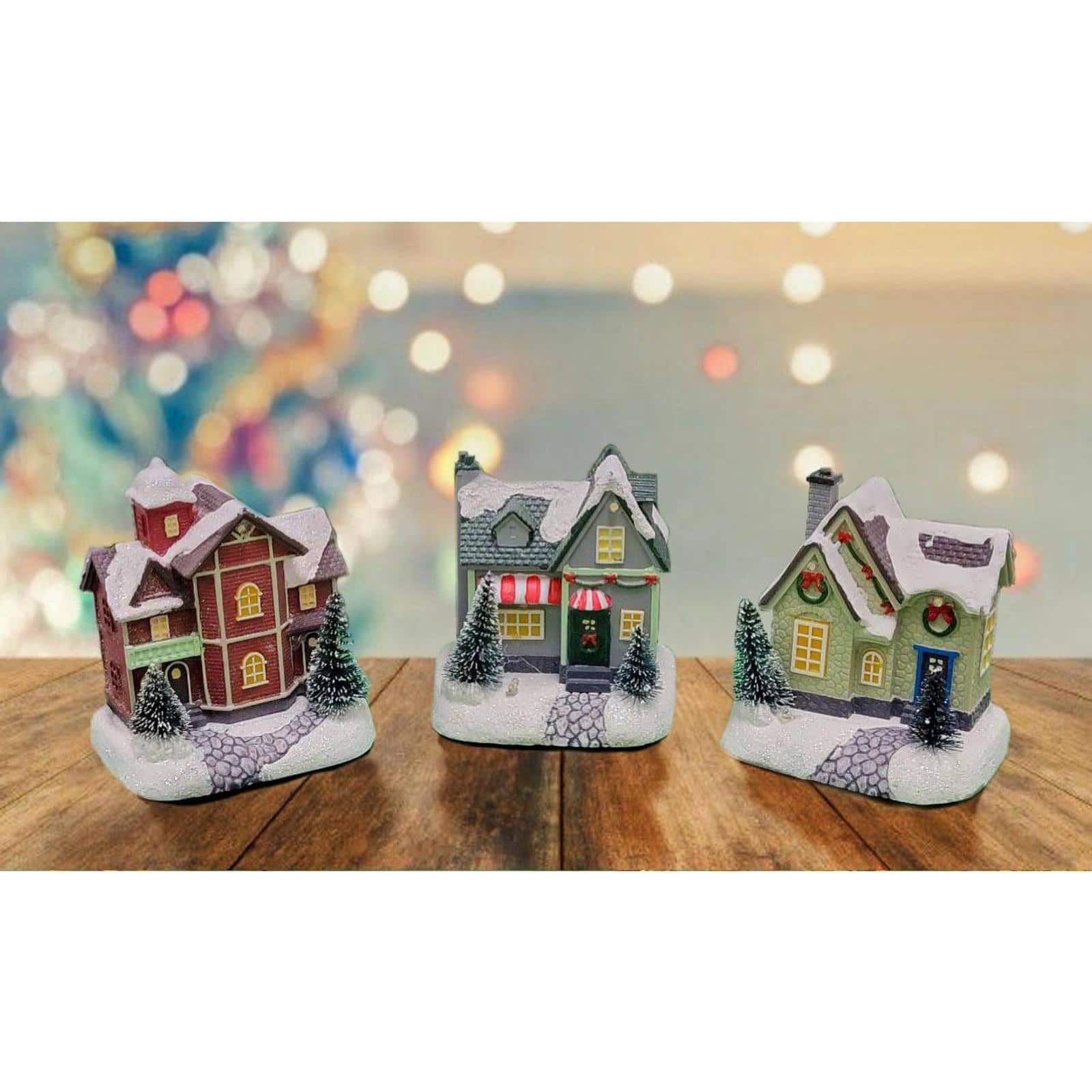 Christmas Village House with LED Lights Tabletop Decoration