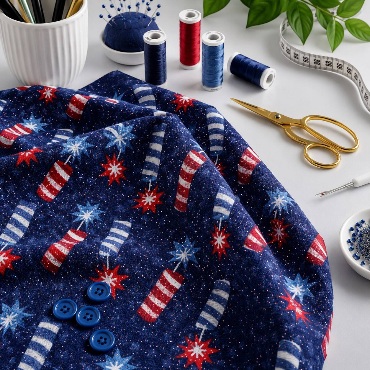 Firecracker Glitter Toss Cotton Fabric