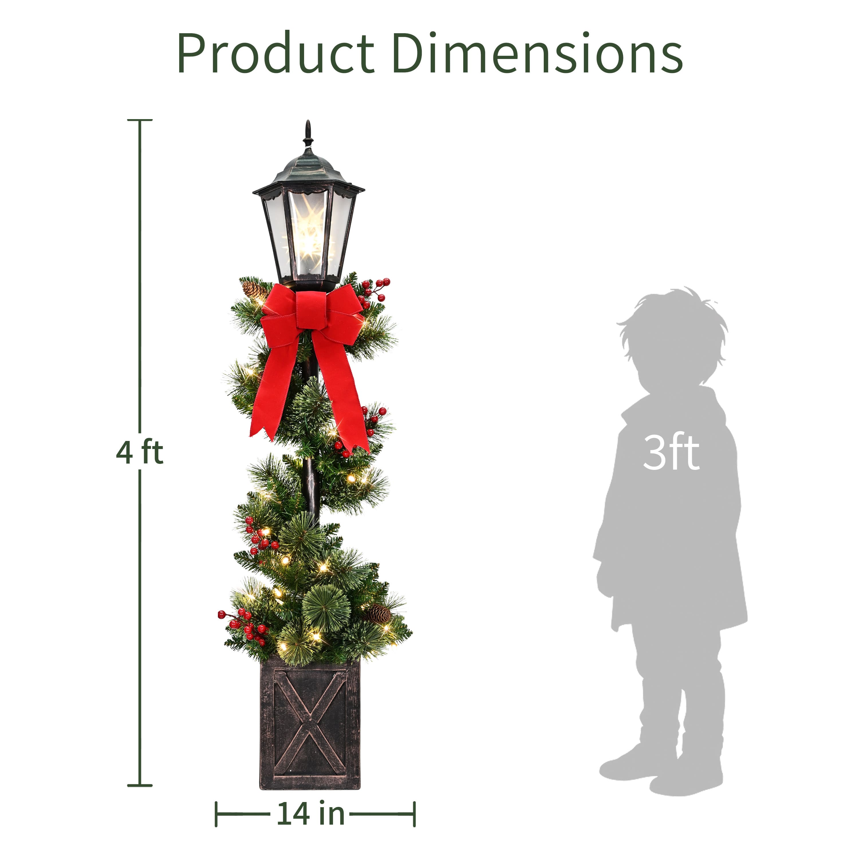 Puleo International 4ft. Pre-Lit Pinecones, Berries & Red Bow Artificial Spiral Lamp Post Trees, 2ct.