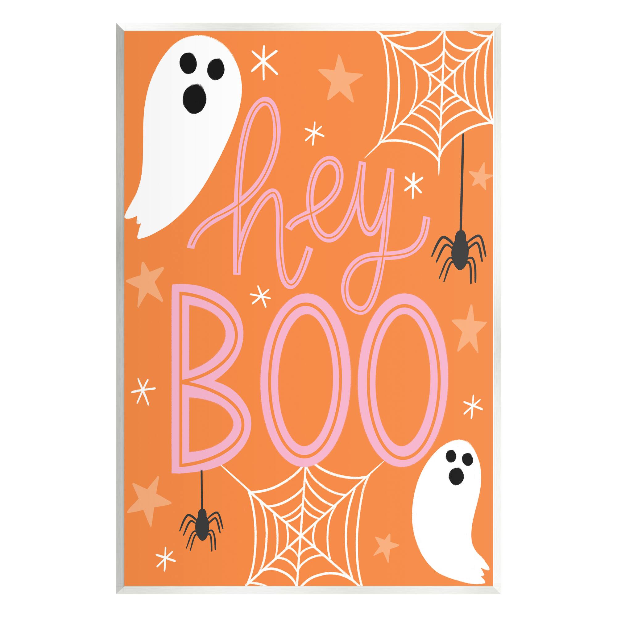 Stupell Industries Hey Boo Orange Halloween Ghosts Wall Plaque Art
