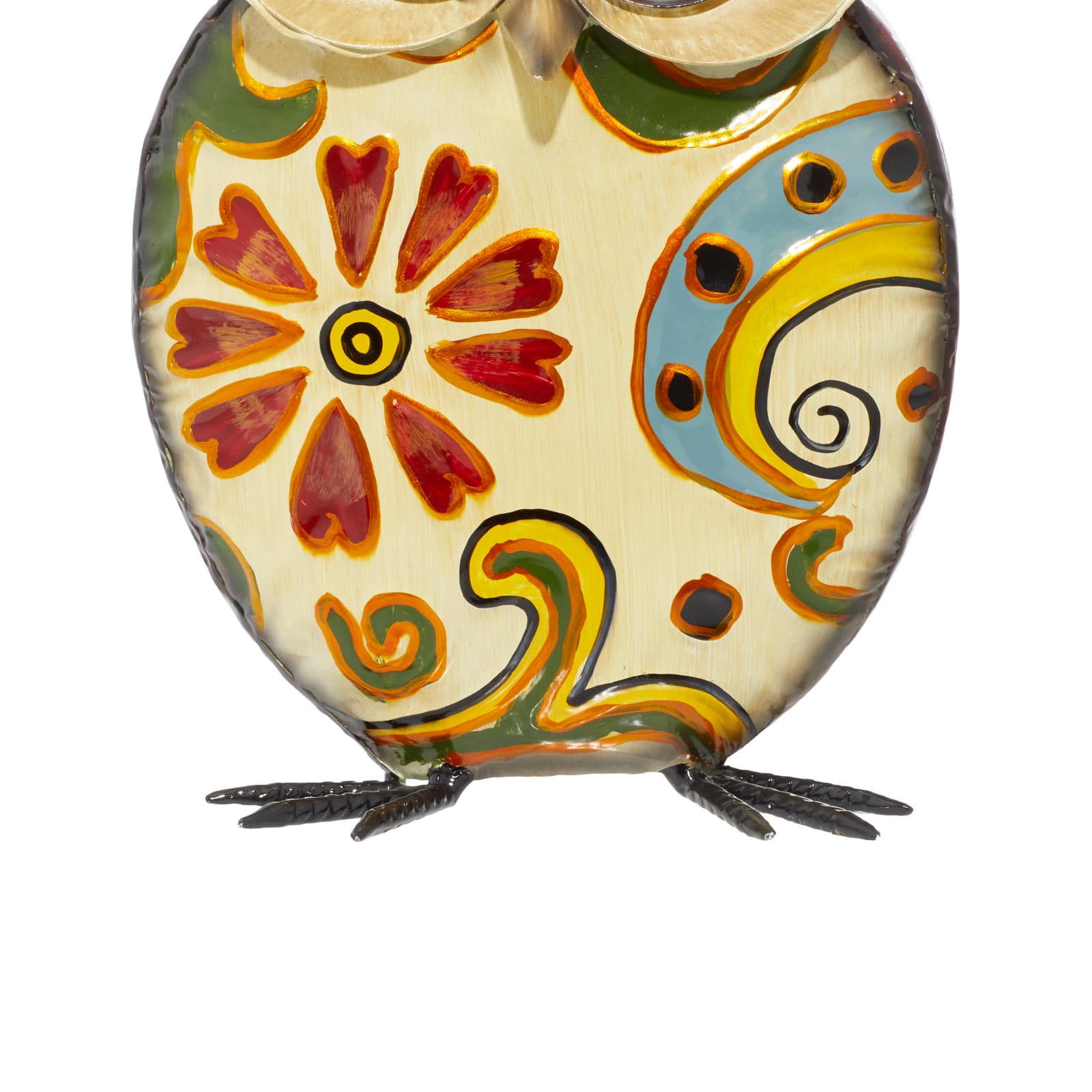 11" Yellow Iron Owl Garden Sculpture