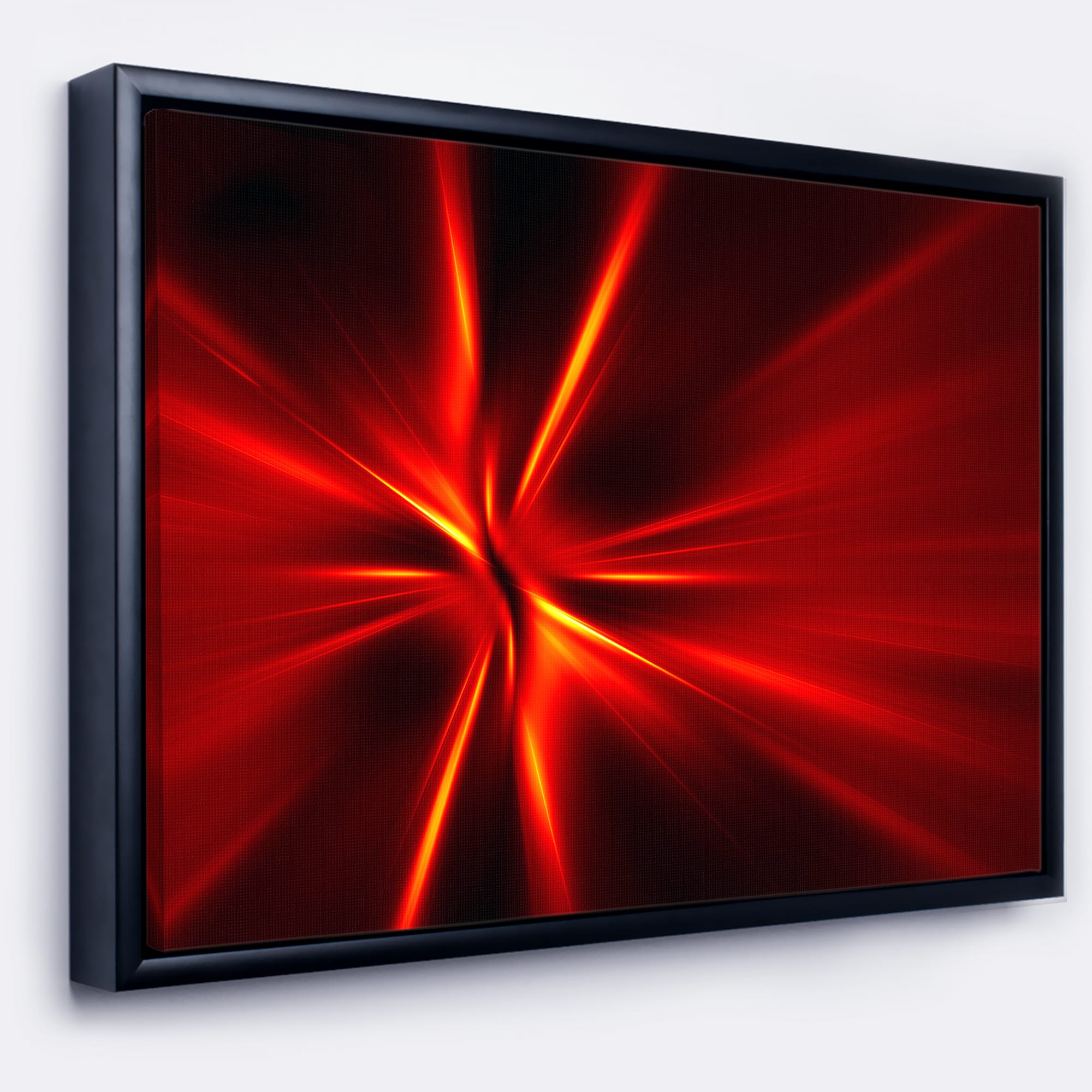 Designart - Red and Yellow Rays - Abstract Framed Canvas art print