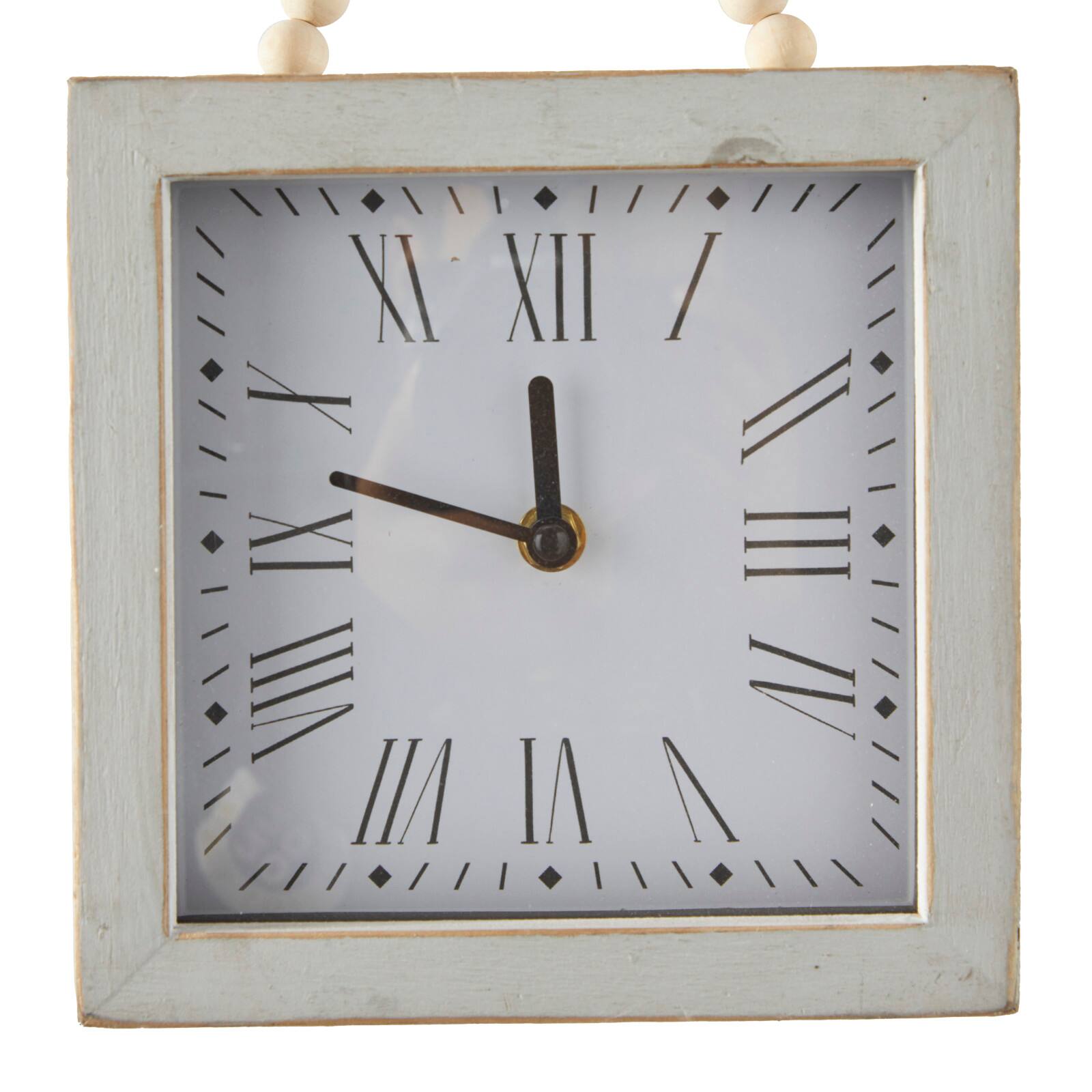 12" White Wood Wall Clock with Rope Strap Set