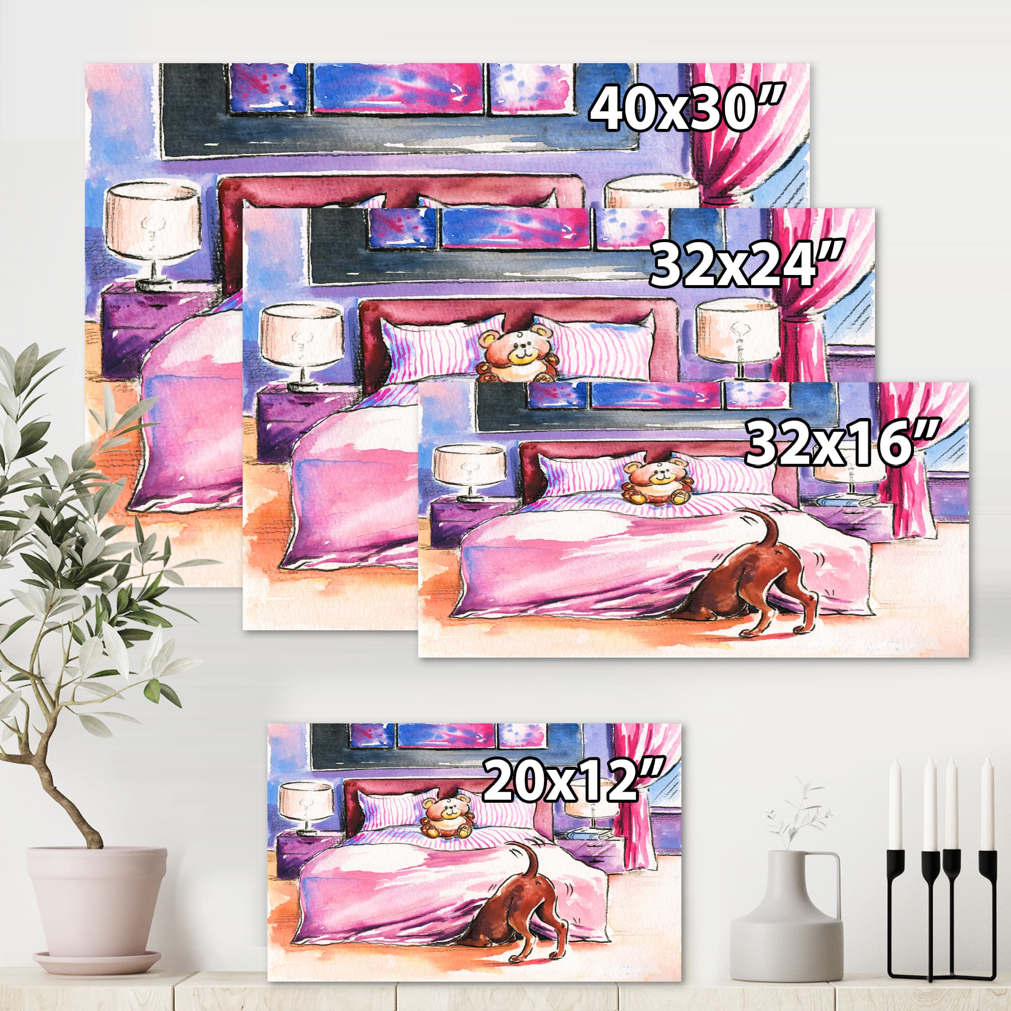 Designart - Brown Dog Looking Under the Bed - Farmhouse Canvas Wall Art Print